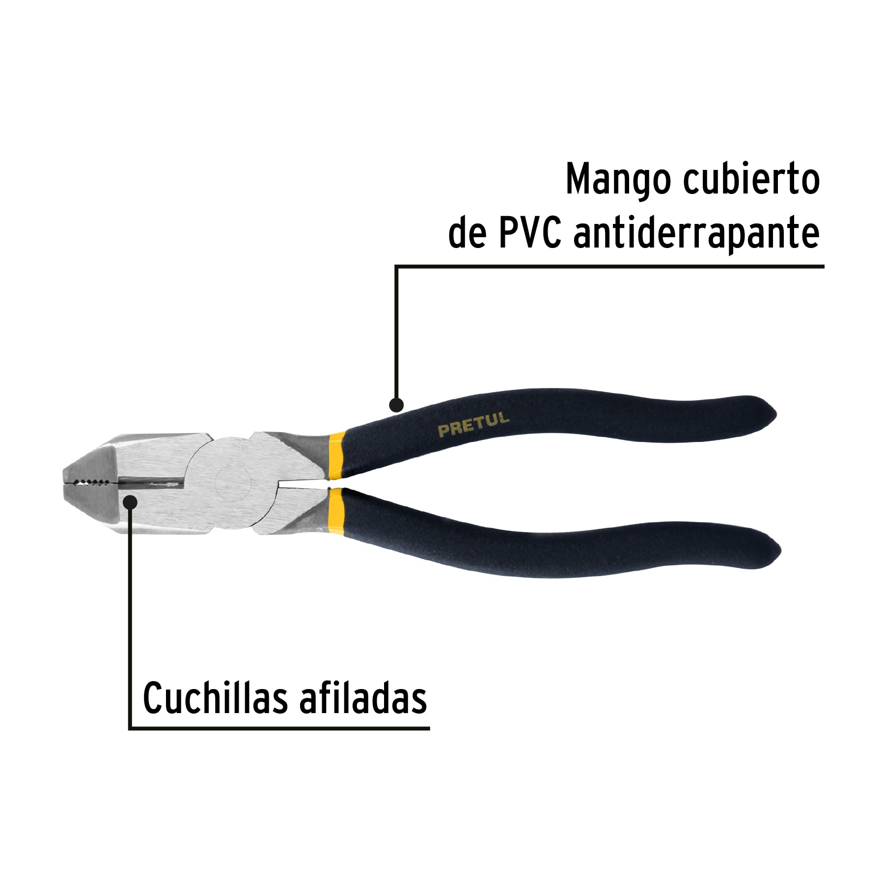 Pinza para electricista 8' uso rudo, mango de PVC, Pretul - Imagen 2