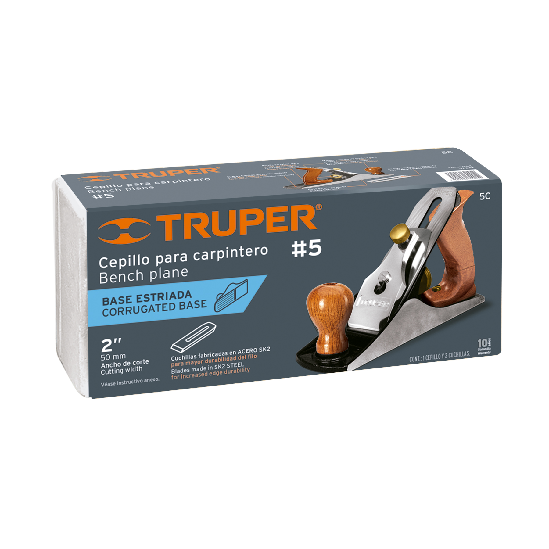 Cepillo para carpintero #5 base estriada, Truper - Imagen 6