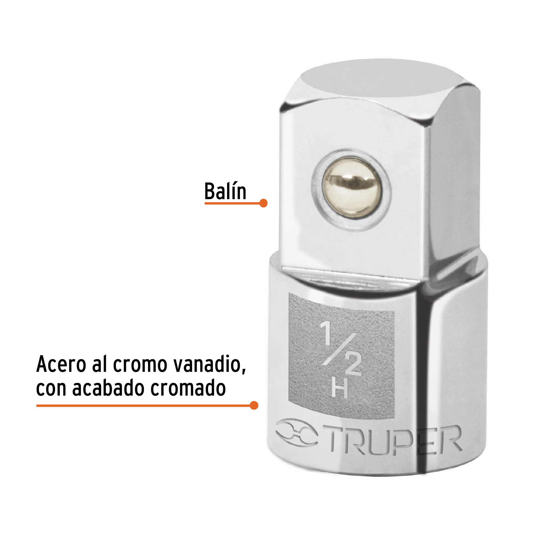 Adaptador para matraca de cuadro 1/2' a cuadro 3/4', Truper - Imagen 2