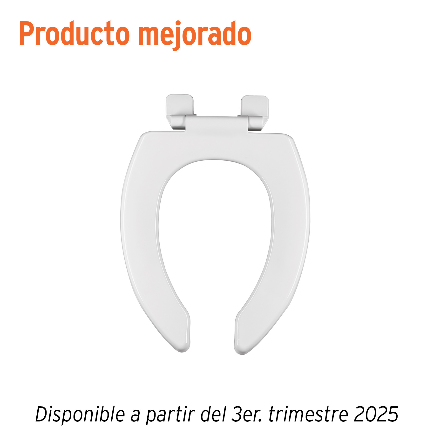 Asiento alargado sin tapa para taza fluxómetro, blanco,FOSET