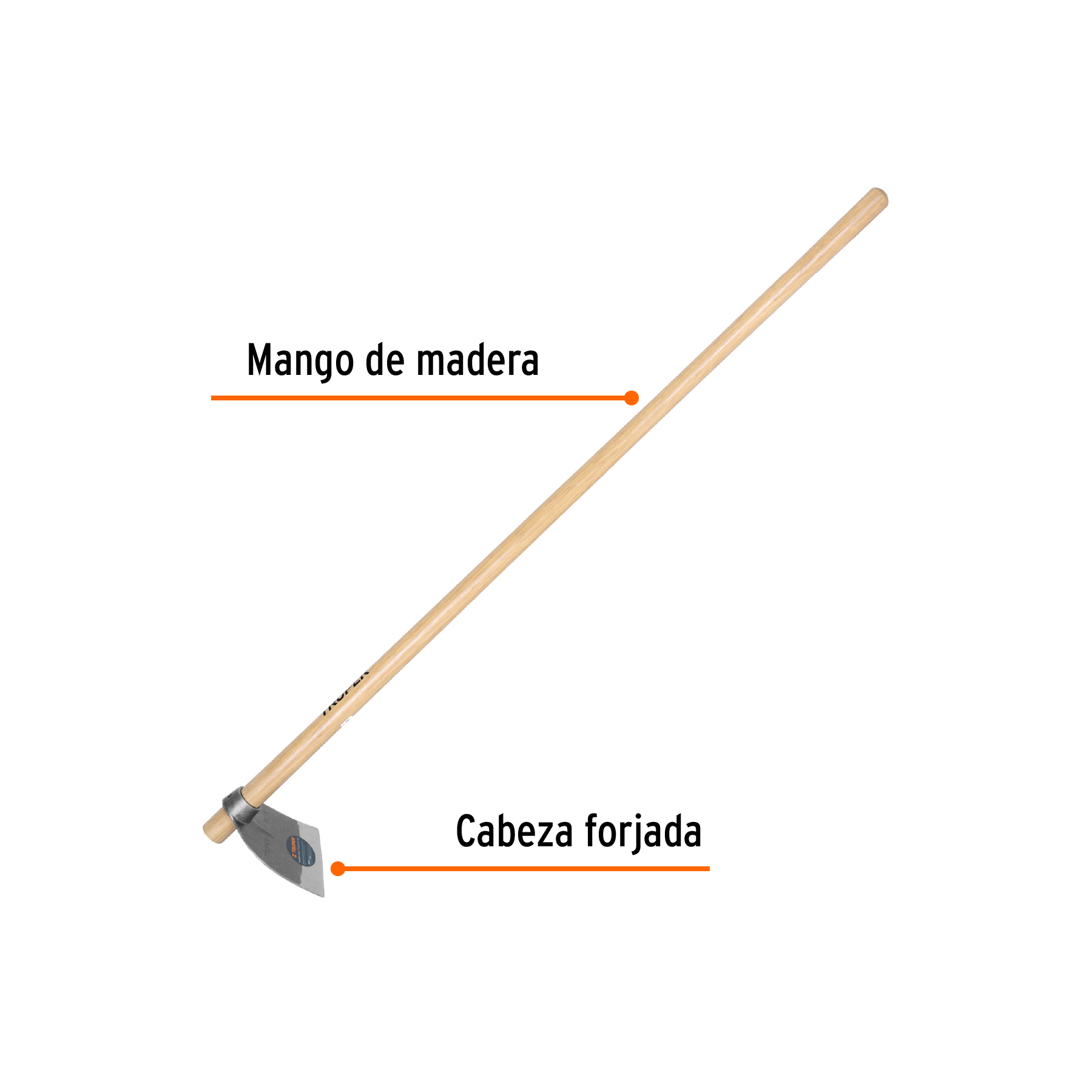Azadón Lane No. 1 de 1.8 lb, mango madera de 54', TRUPER - Imagen 2