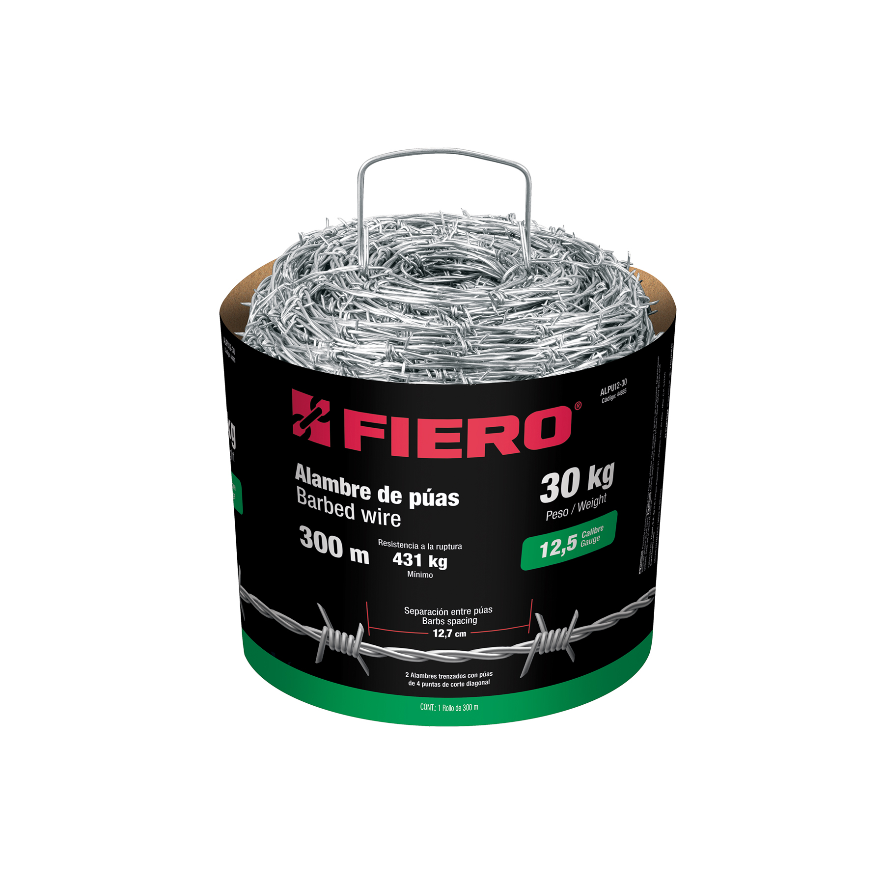 Rollo de alambre de púas 300m calibre 12.5, FIERO