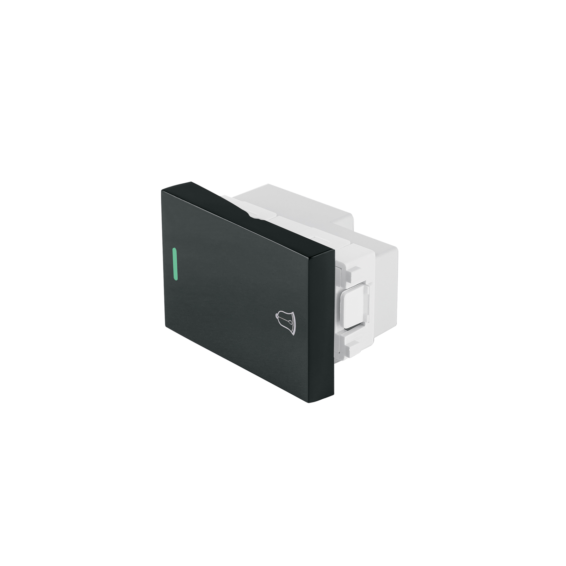 Interruptor para timbre negro de 1.5 módulos, línea Lisboa