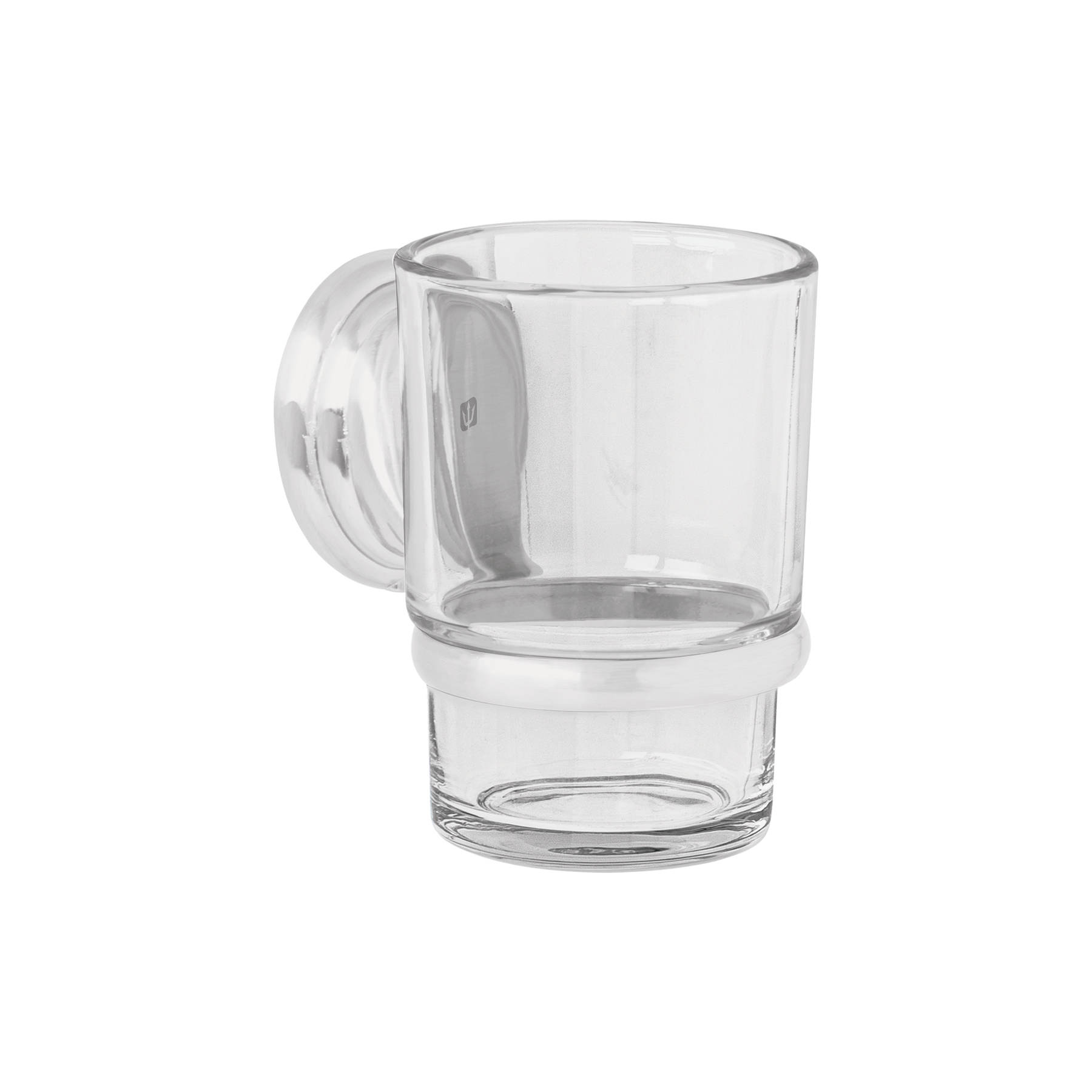 Portavaso cepillero satín con vaso de vidrio, Foset Aqua