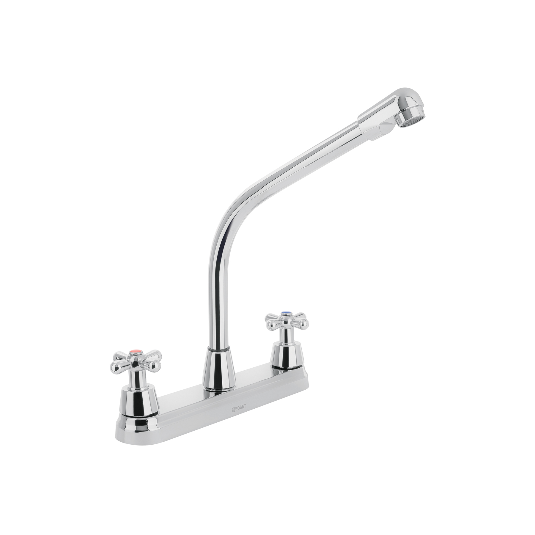 Mezcladora fregadero 8' cromo, cuello cobra, cruceta, AQUA