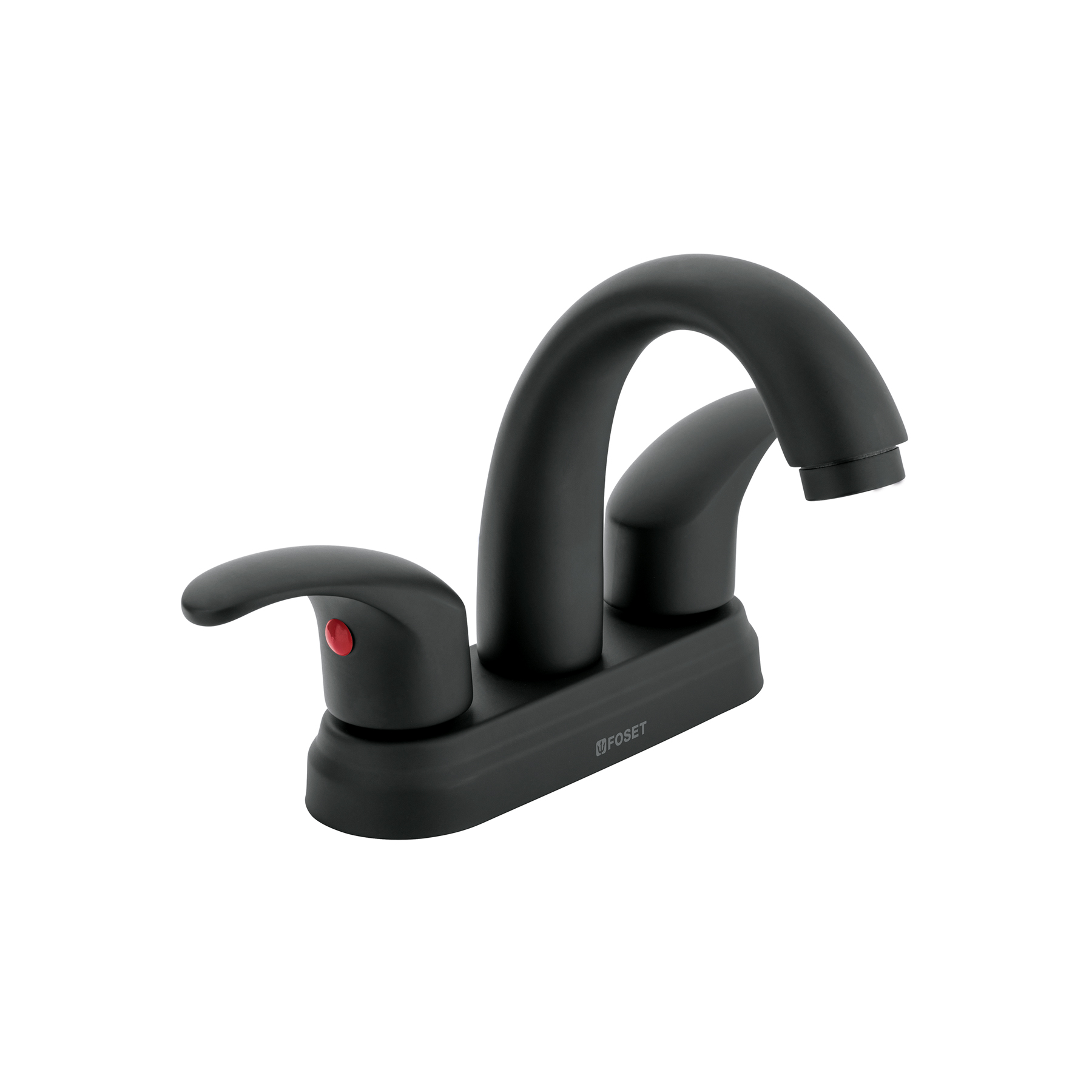 Mezcladora lavabo 4' negro, nariz curva, palanca, AQUA