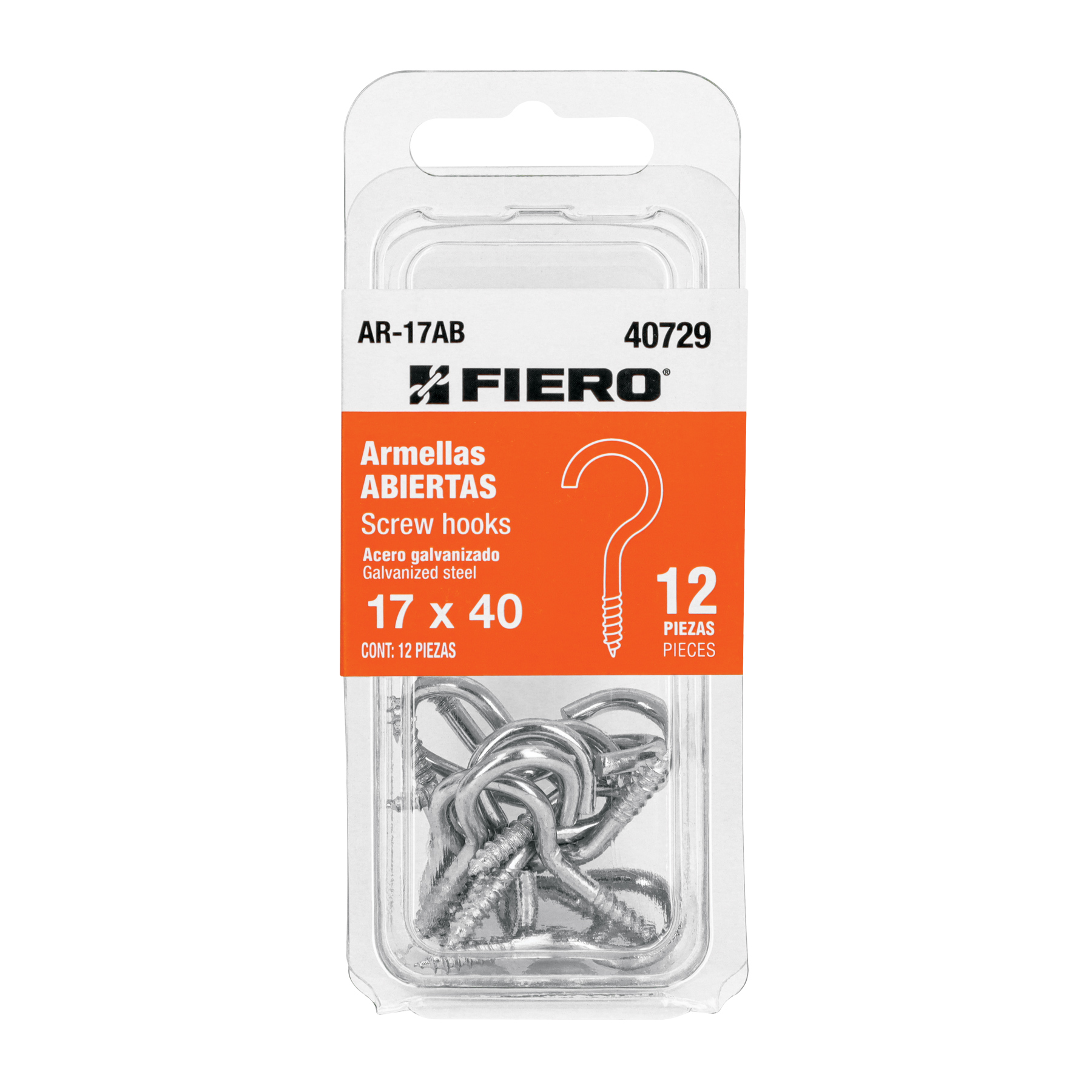 Blíster con 12 armellas abiertas de 17 x 40, FIERO
