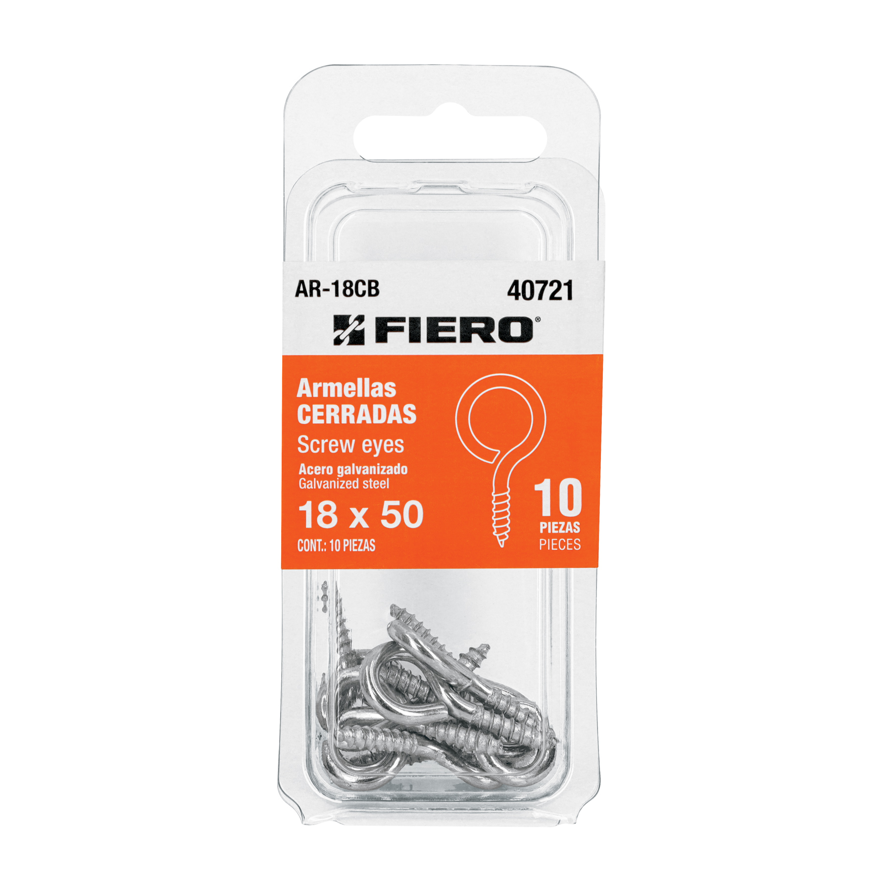 Blíster con 10 armellas cerradas de 18 x 50, FIERO