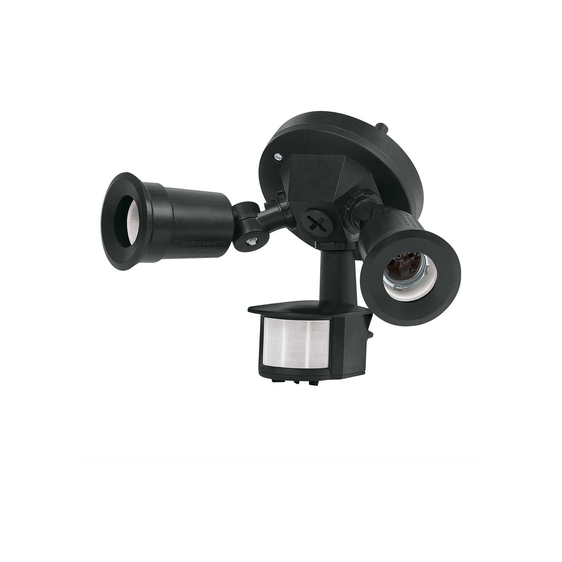 Arbotante negro c/sensor movimiento, lámparas no incluidas