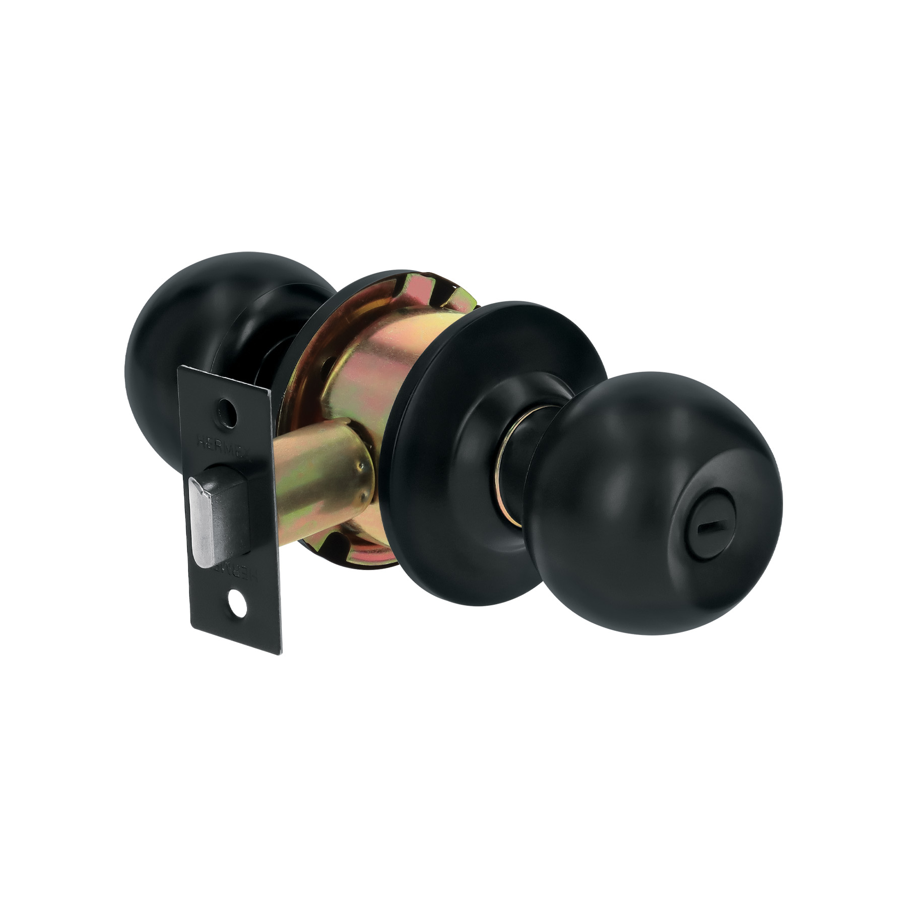 Cerradura esfera, cil, baño, negro, blíster, BASIC