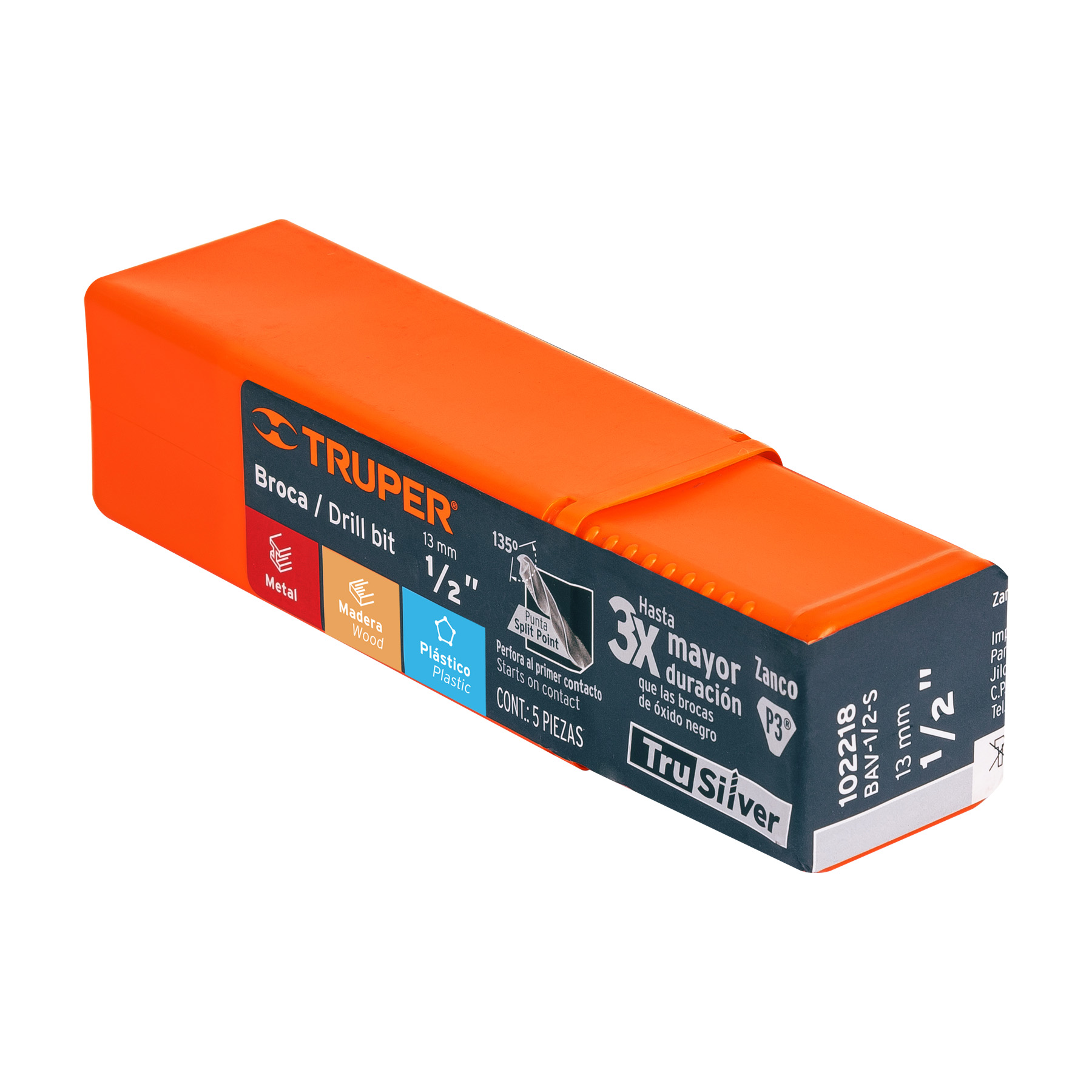 Broca HSS 1/2' Trusilver para metal, Truper - Imagen 3