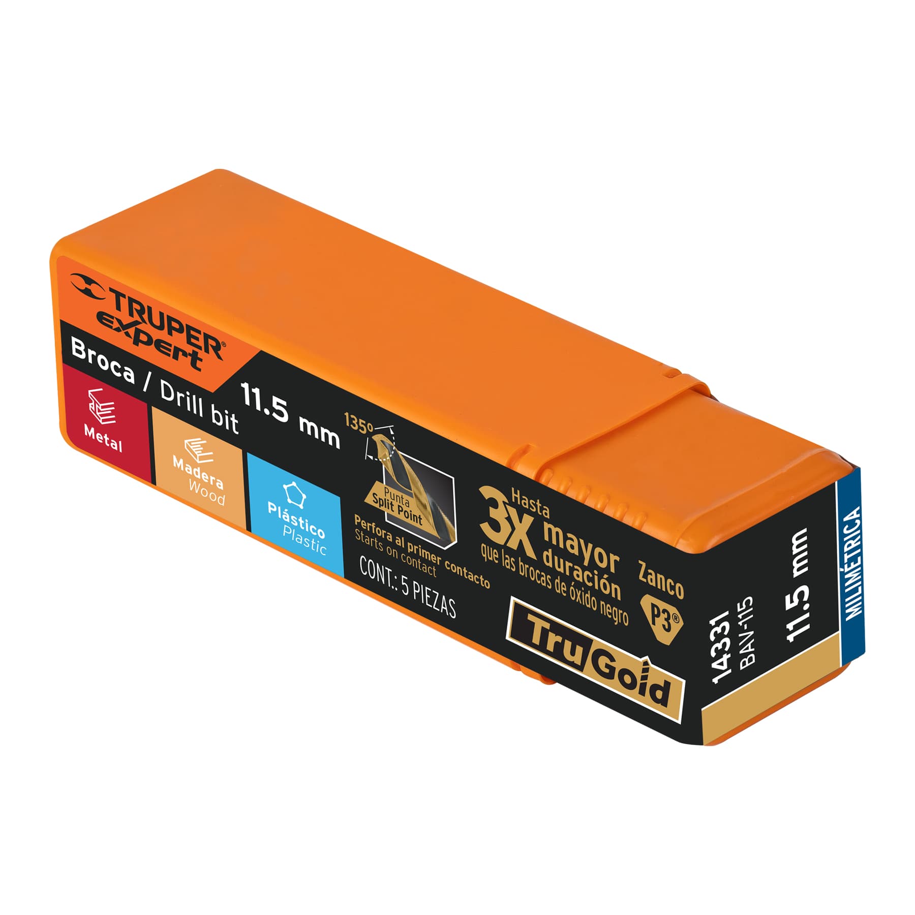 Broca HSS 11.5 mm Trugold para metal, Truper Expert - Imagen 4