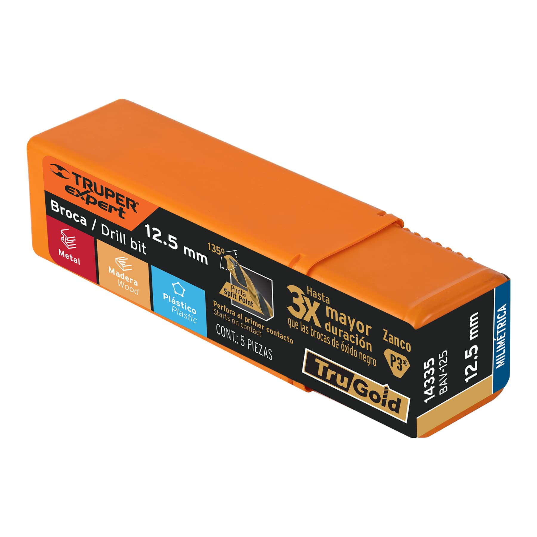 Broca HSS 12.5 mm Trugold para metal, Truper Expert - Imagen 4