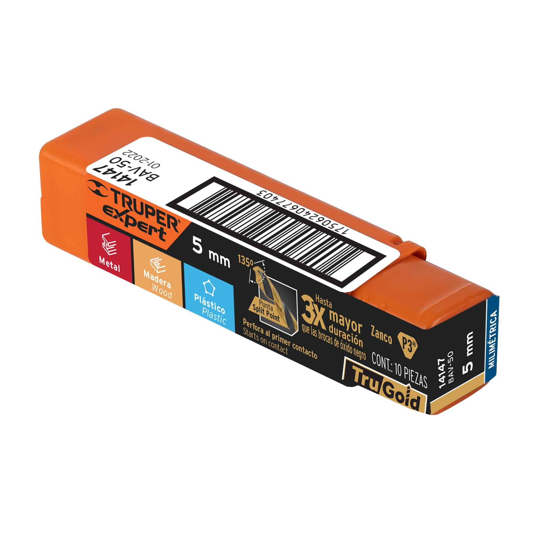 Broca HSS 5.0 mm Trugold para metal, Truper Expert - Imagen 4