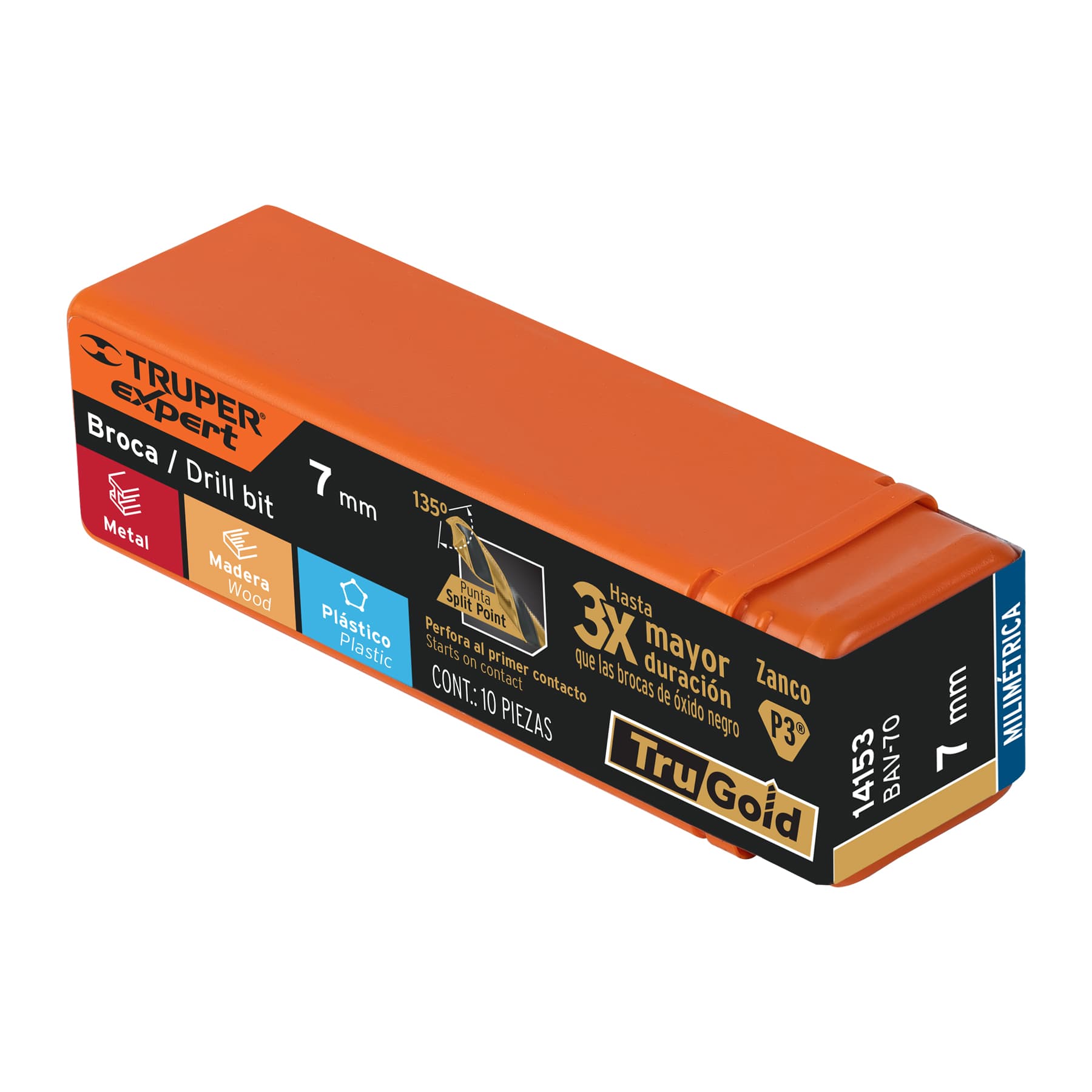 Broca HSS 7.0 mm Trugold para metal, Truper Expert - Imagen 4