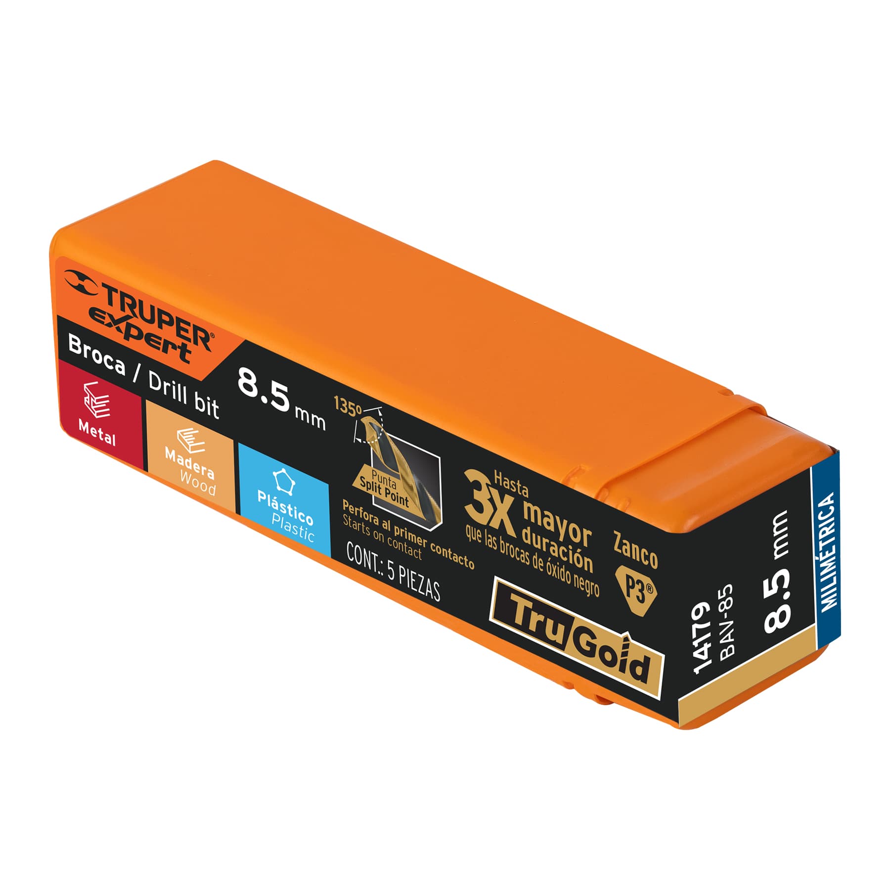 Broca HSS 8.5 mm Trugold para metal, Truper Expert - Imagen 4