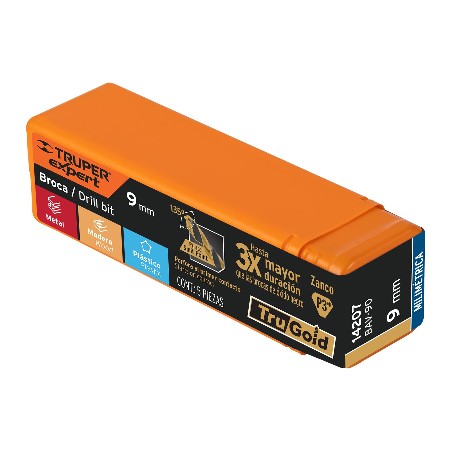Broca HSS 9.0 mm Trugold para metal, Truper Expert - Imagen 4