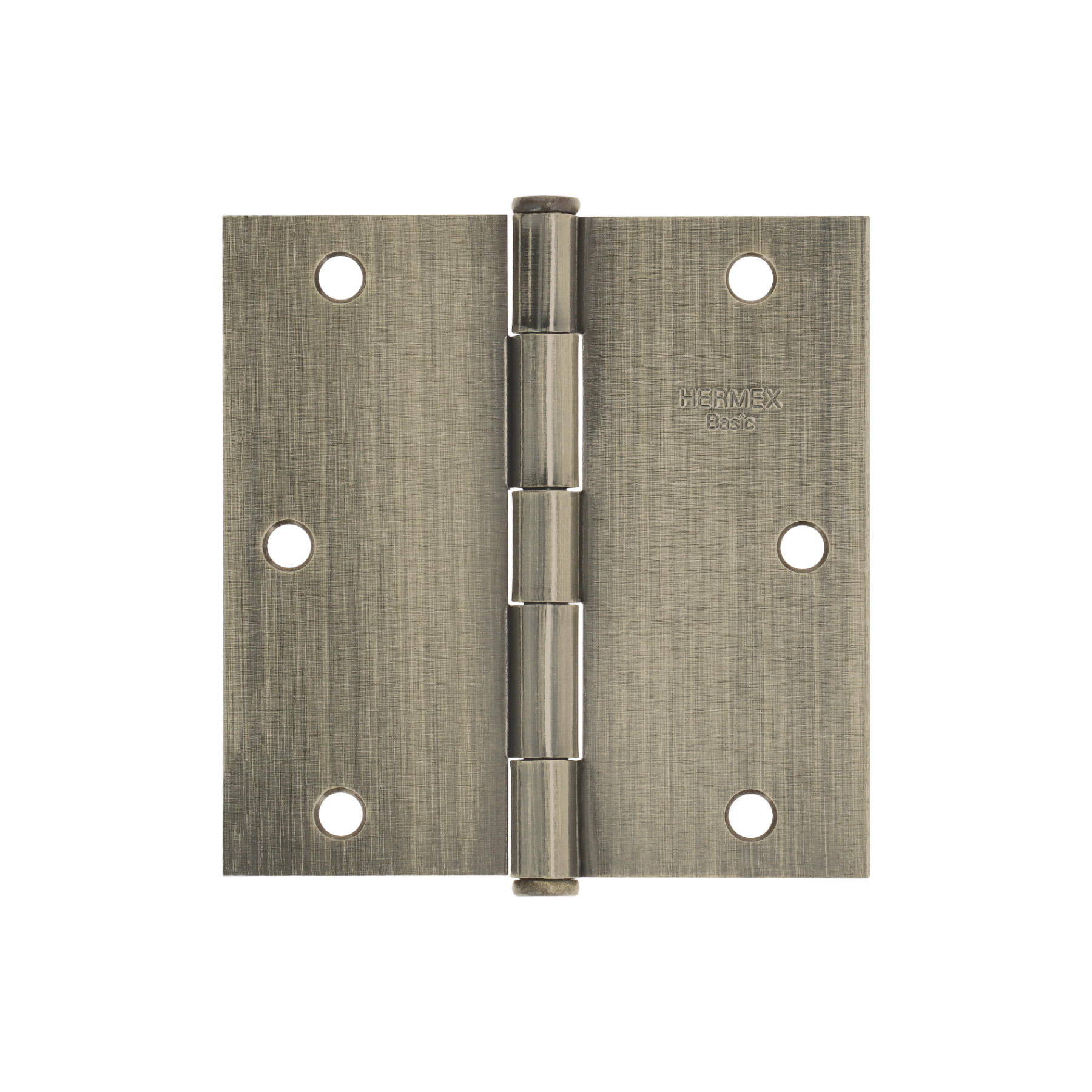 Bisagra cuadrada 3-1/2', latón antiguo, cabeza plana, BASIC