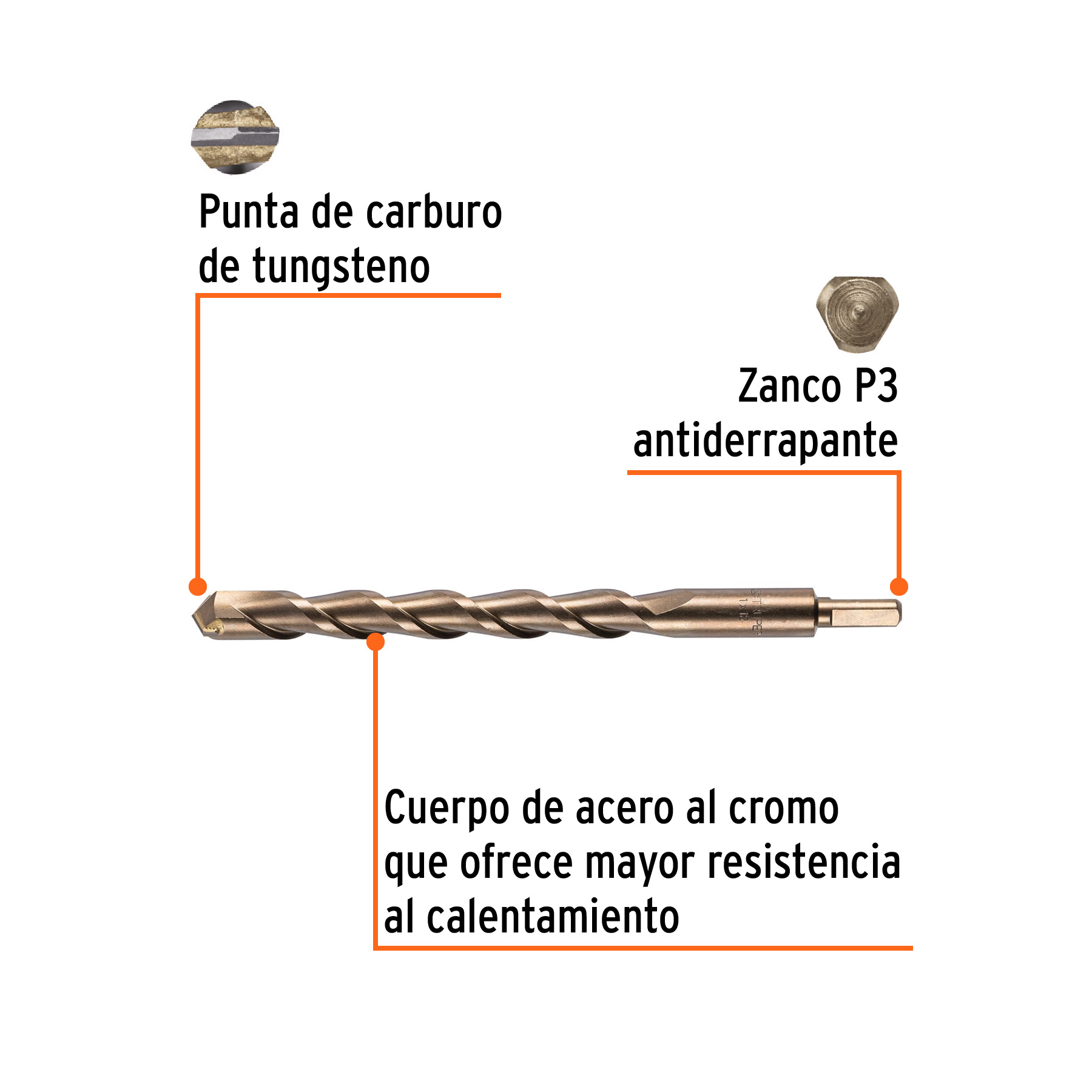 Broca para concreto de 1 x 12', Truper - Imagen 2