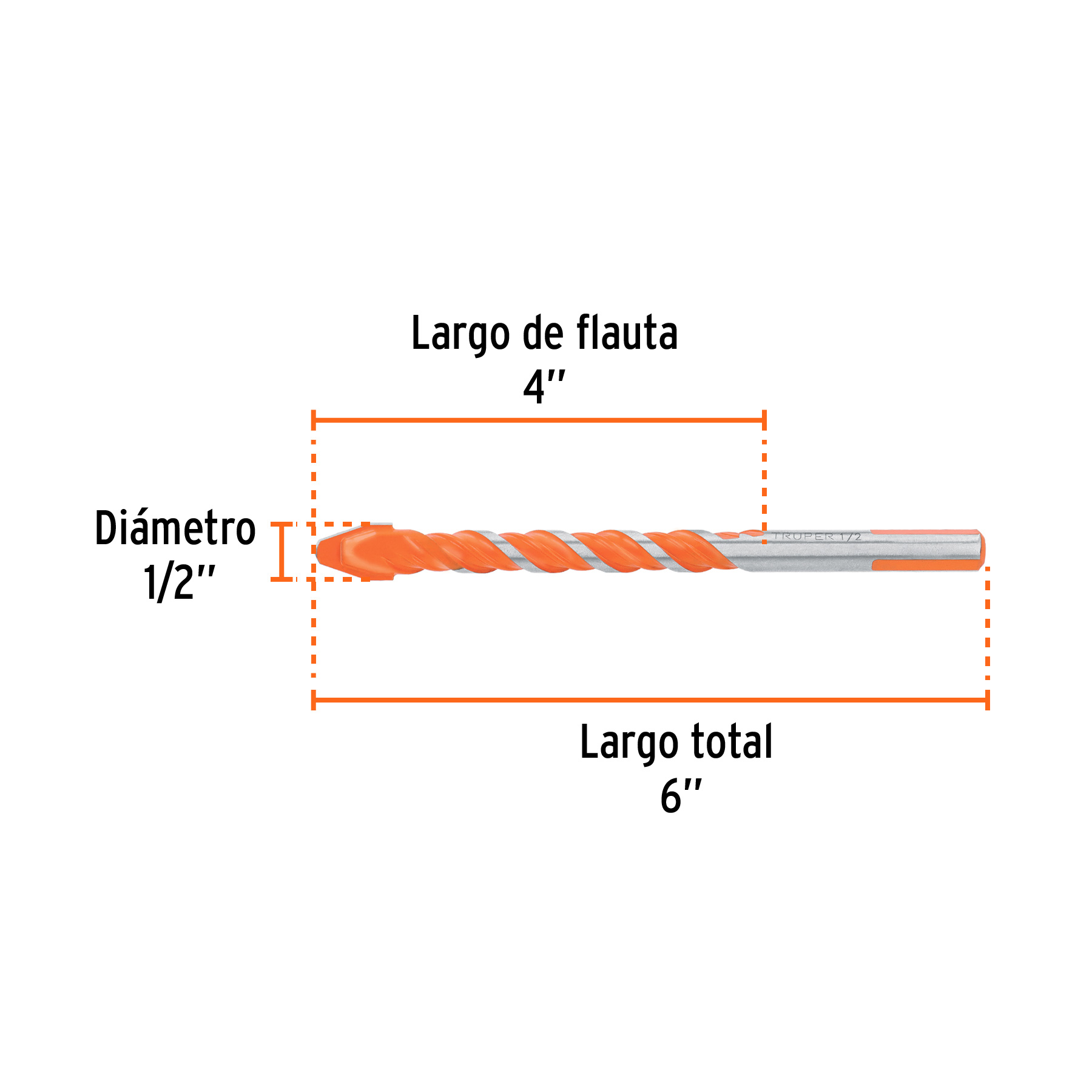 Broca multimaterial 1/2 x 6', Truper - Imagen 3