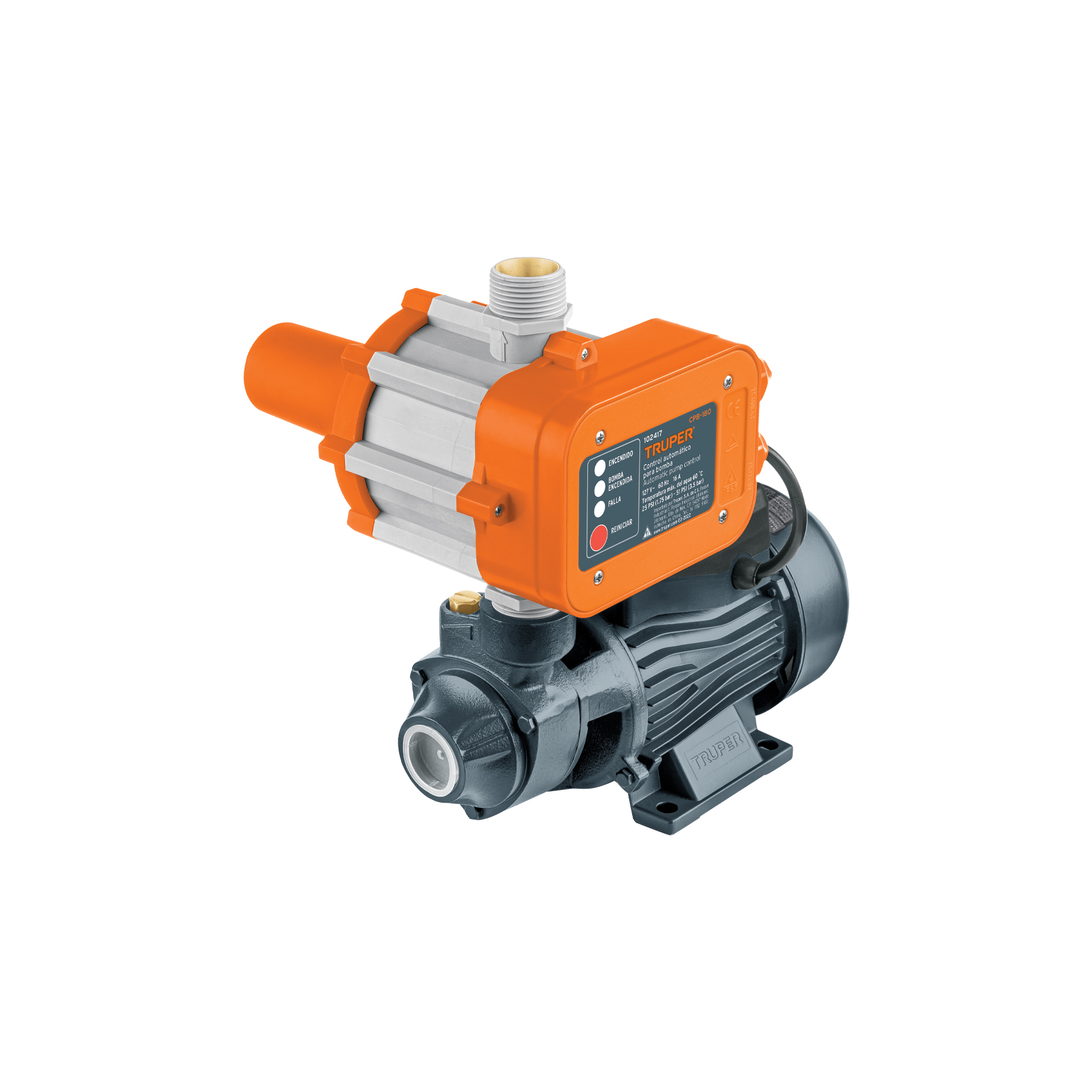 Bomba periférica 1/2HP, control auto, uso agrícola, TRUPER