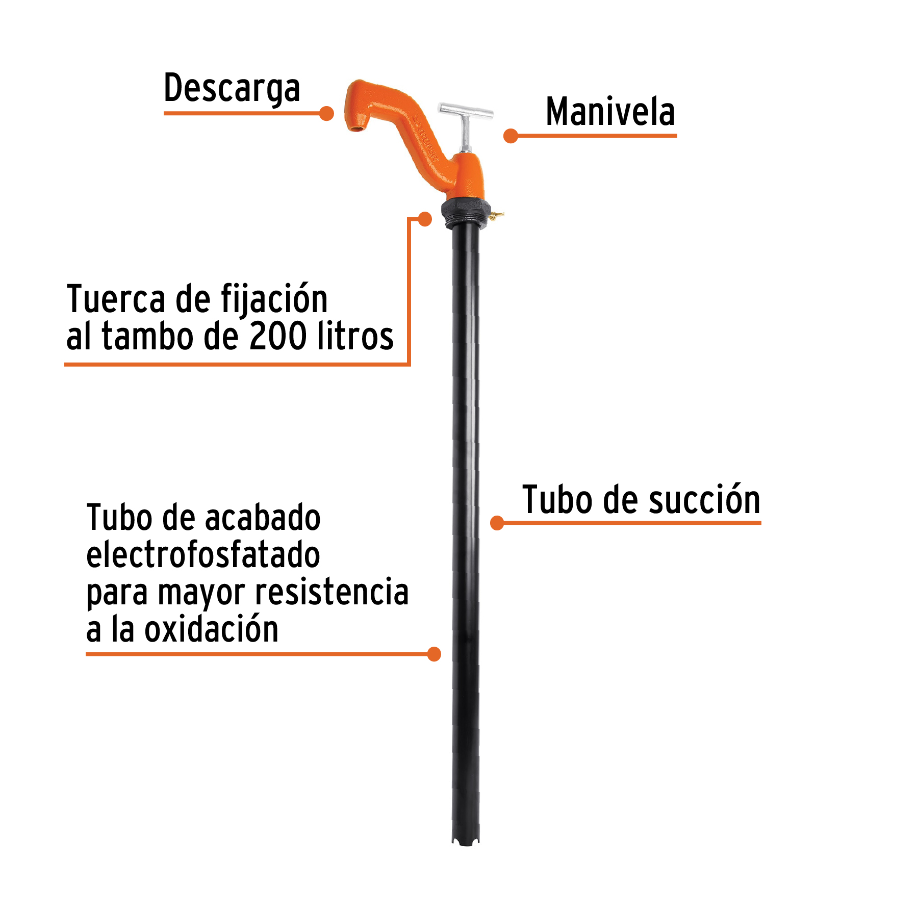 Bomba extractora de solventes con manija tipo 'T', Truper - Imagen 2