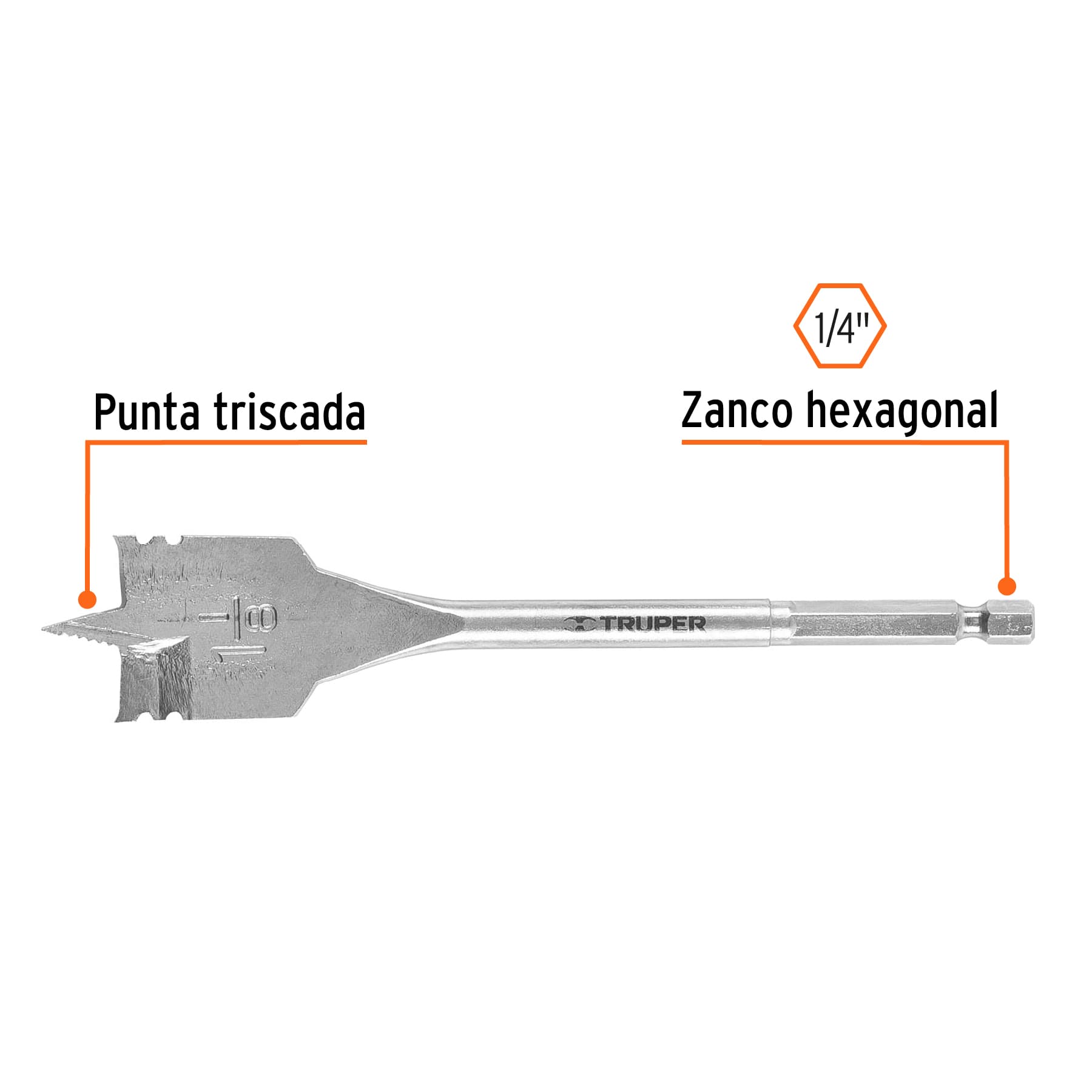 Broca plana de manita, 1-1/8' , Truper - Imagen 2