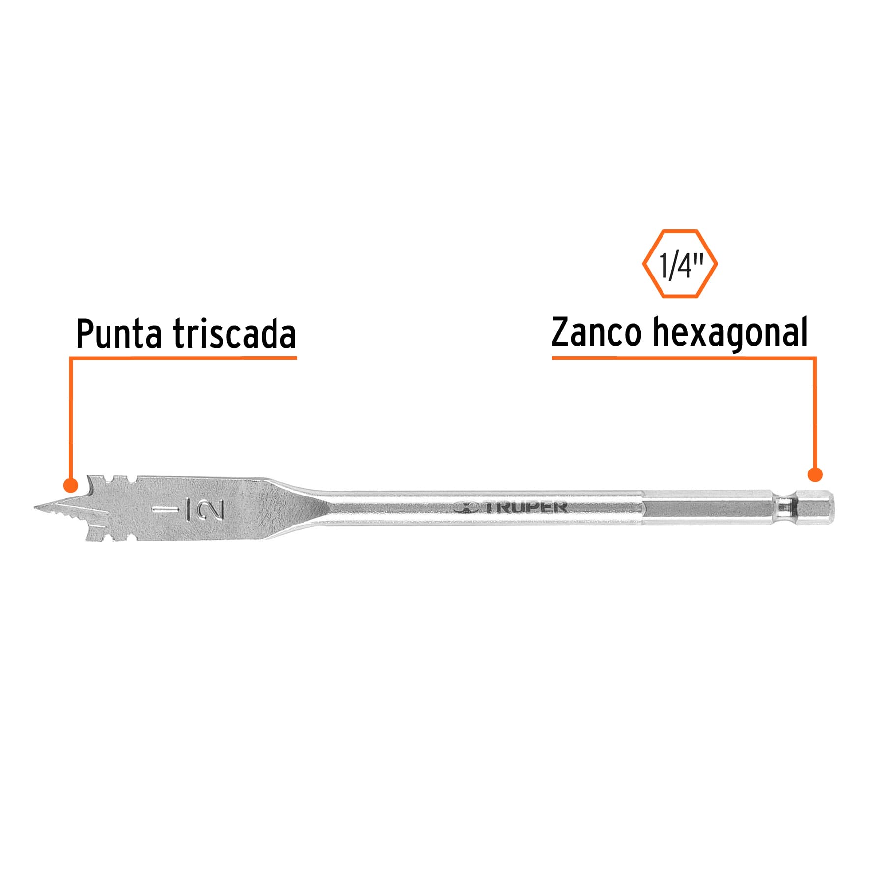 Broca plana de manita, 1/2' , Truper - Imagen 2