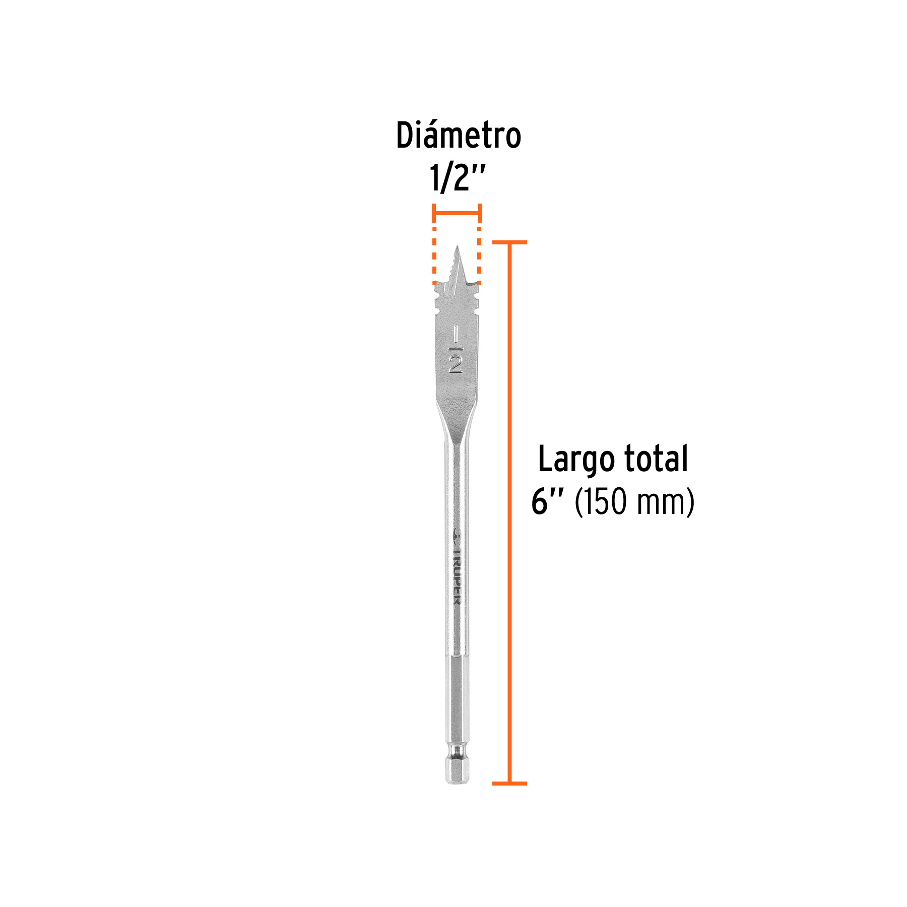 Broca plana de manita, 1/2' , Truper - Imagen 3
