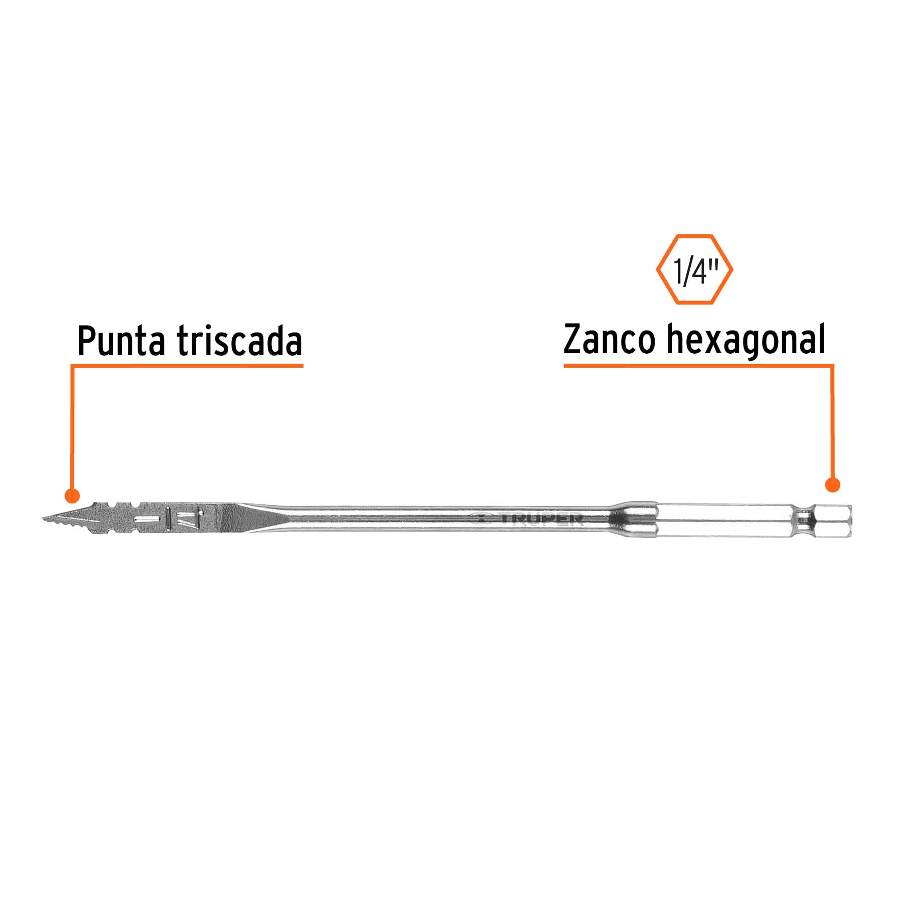 Broca plana de manita, 1/4' , Truper - Imagen 2