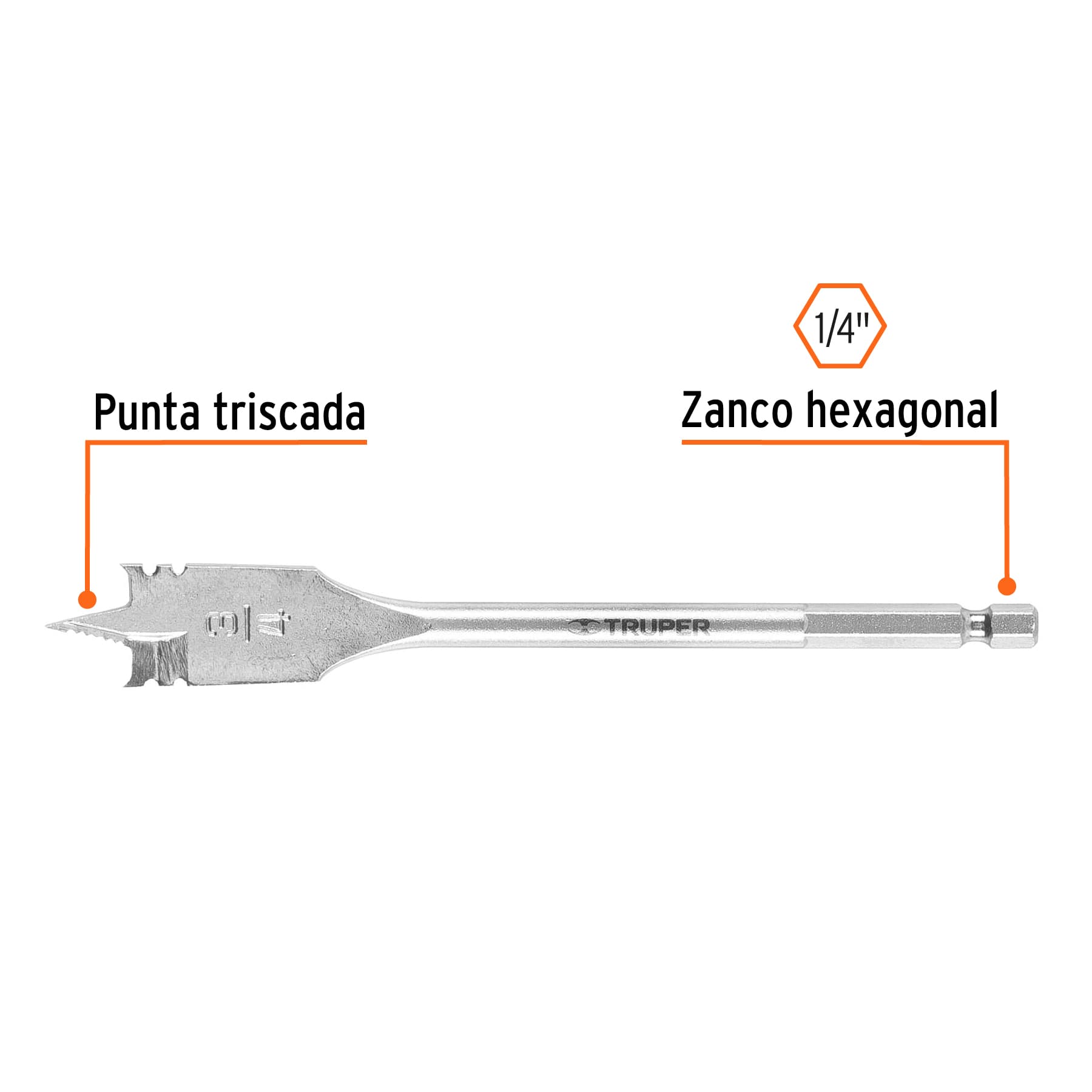 Broca plana de manita, 3/4' , Truper - Imagen 2