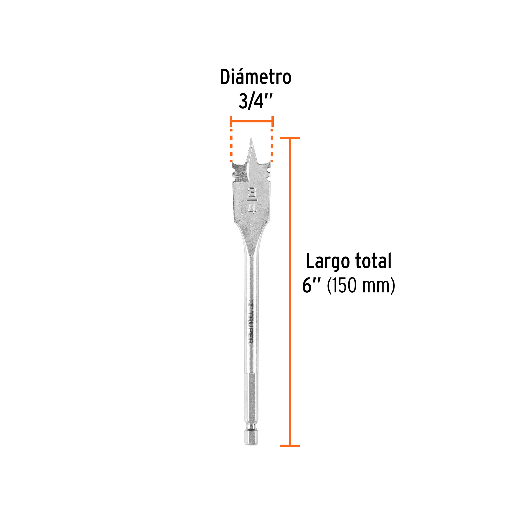 Broca plana de manita, 3/4' , Truper - Imagen 3