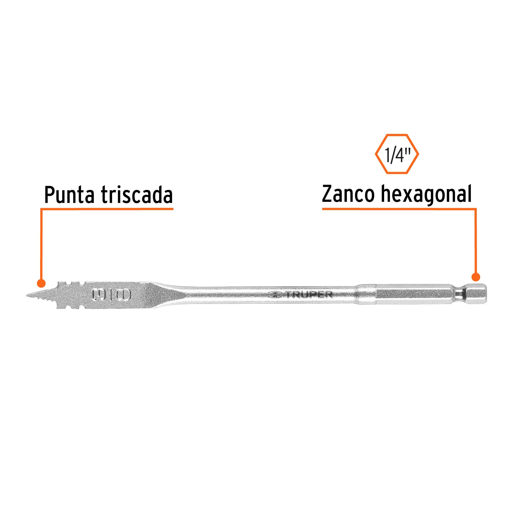 Broca plana de manita, 3/8' , Truper - Imagen 2