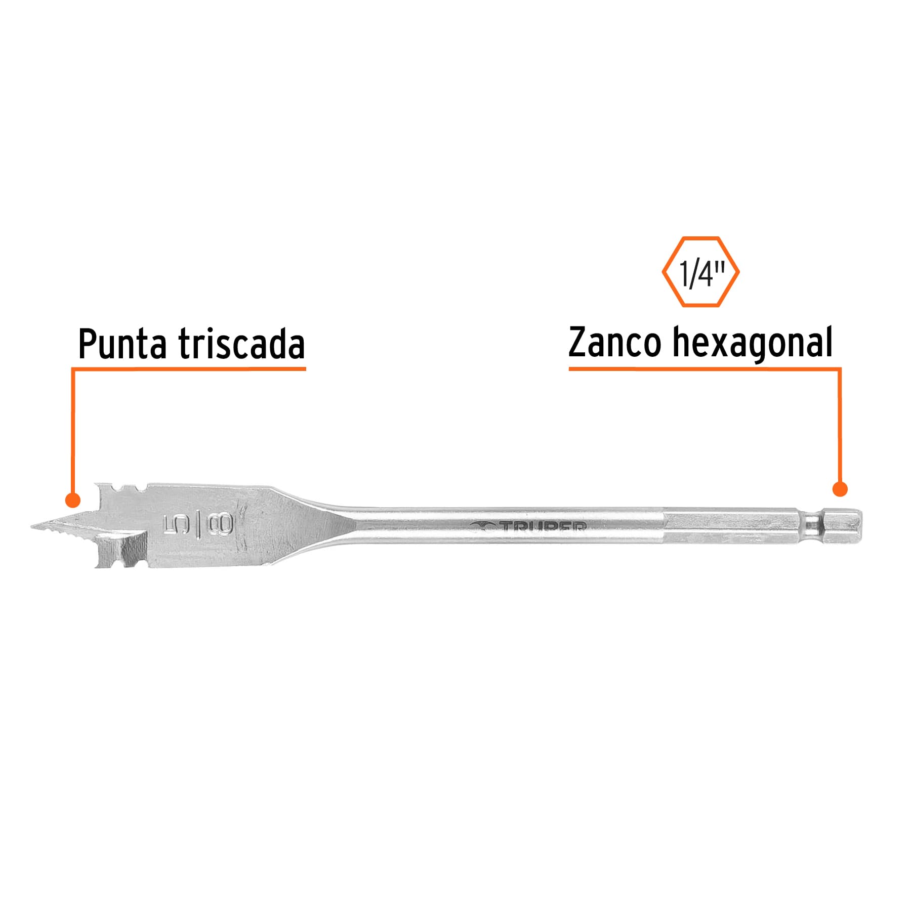 Broca plana de manita, 5/8' , Truper - Imagen 2