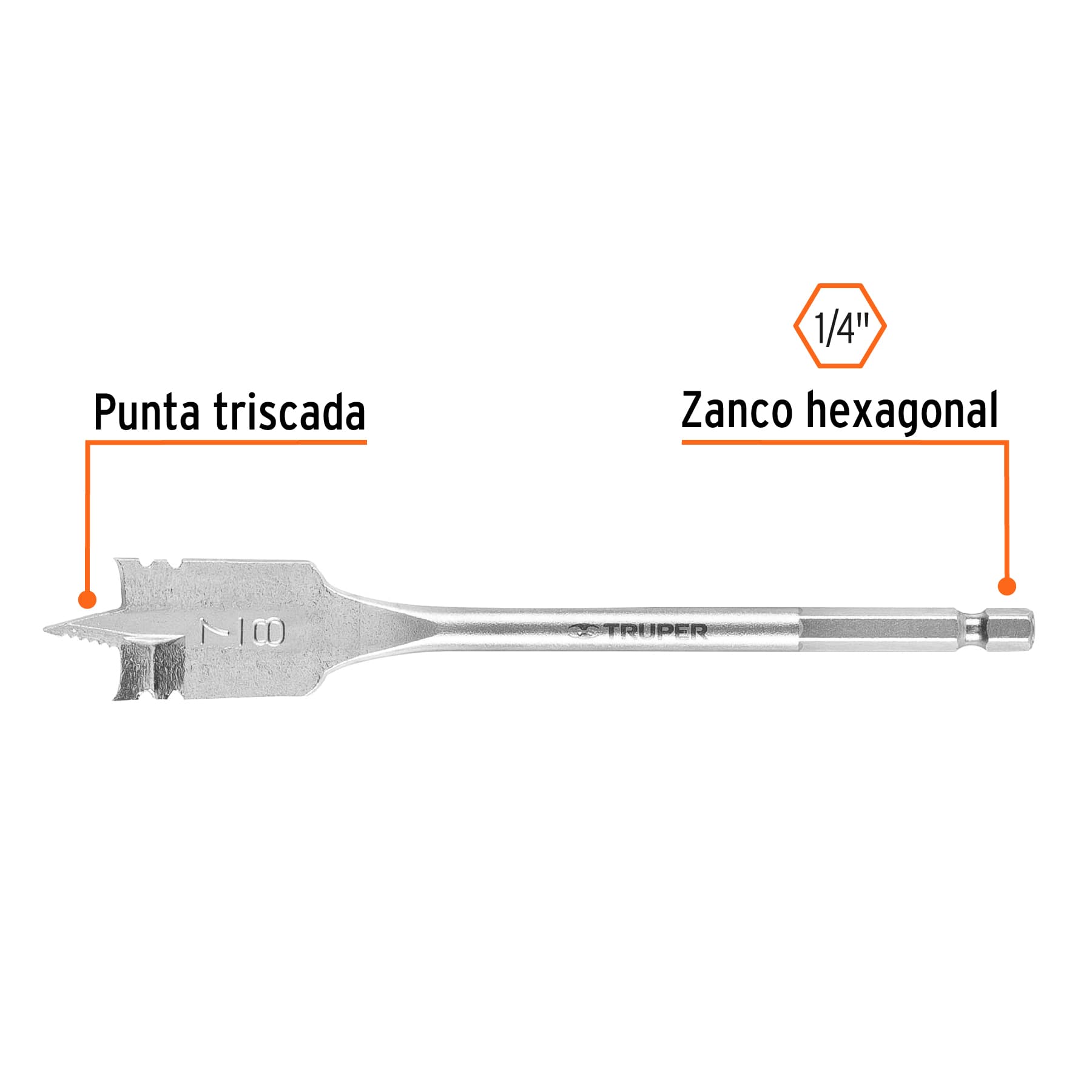Broca plana de manita, 7/8' , Truper - Imagen 2