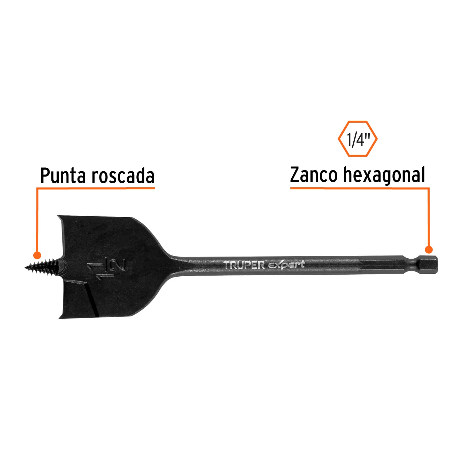Broca plana de manita 1-1/2' para madera, Truper Expert - Imagen 2