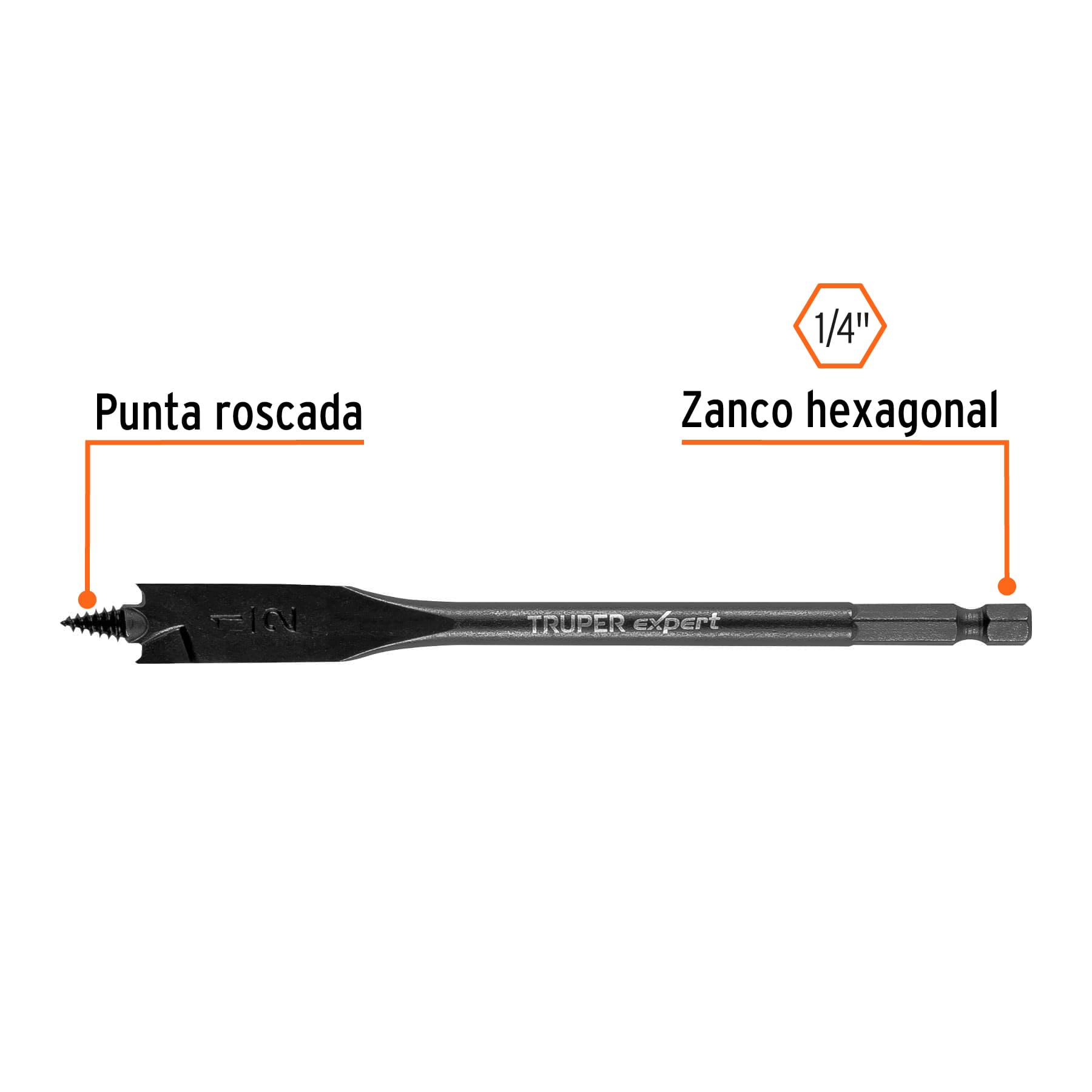 Broca plana de manita 1/2' para madera, Truper Expert - Imagen 2