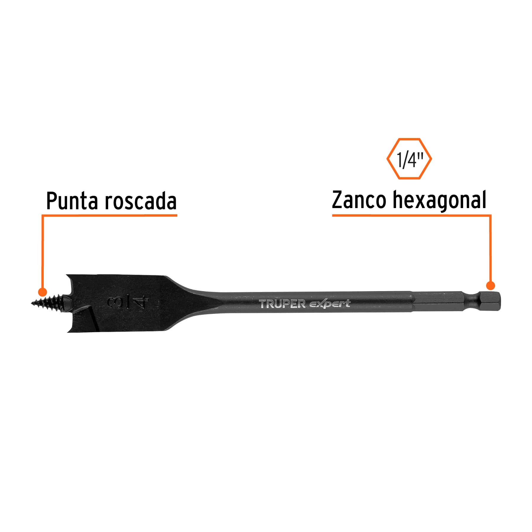 Broca plana de manita 3/4' para madera, Truper Expert - Imagen 2