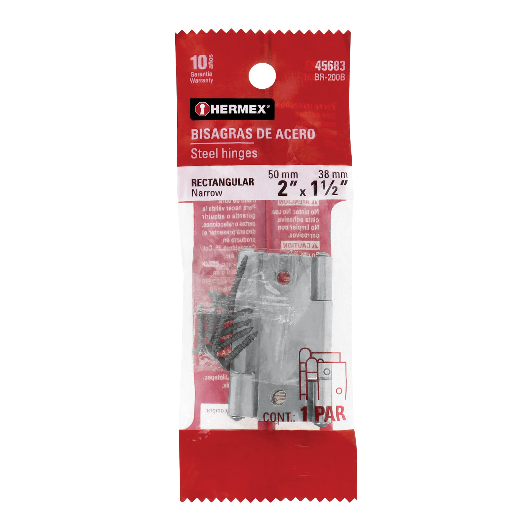 Bolsa con 2 bisagras rectangulares 2', acero pulido