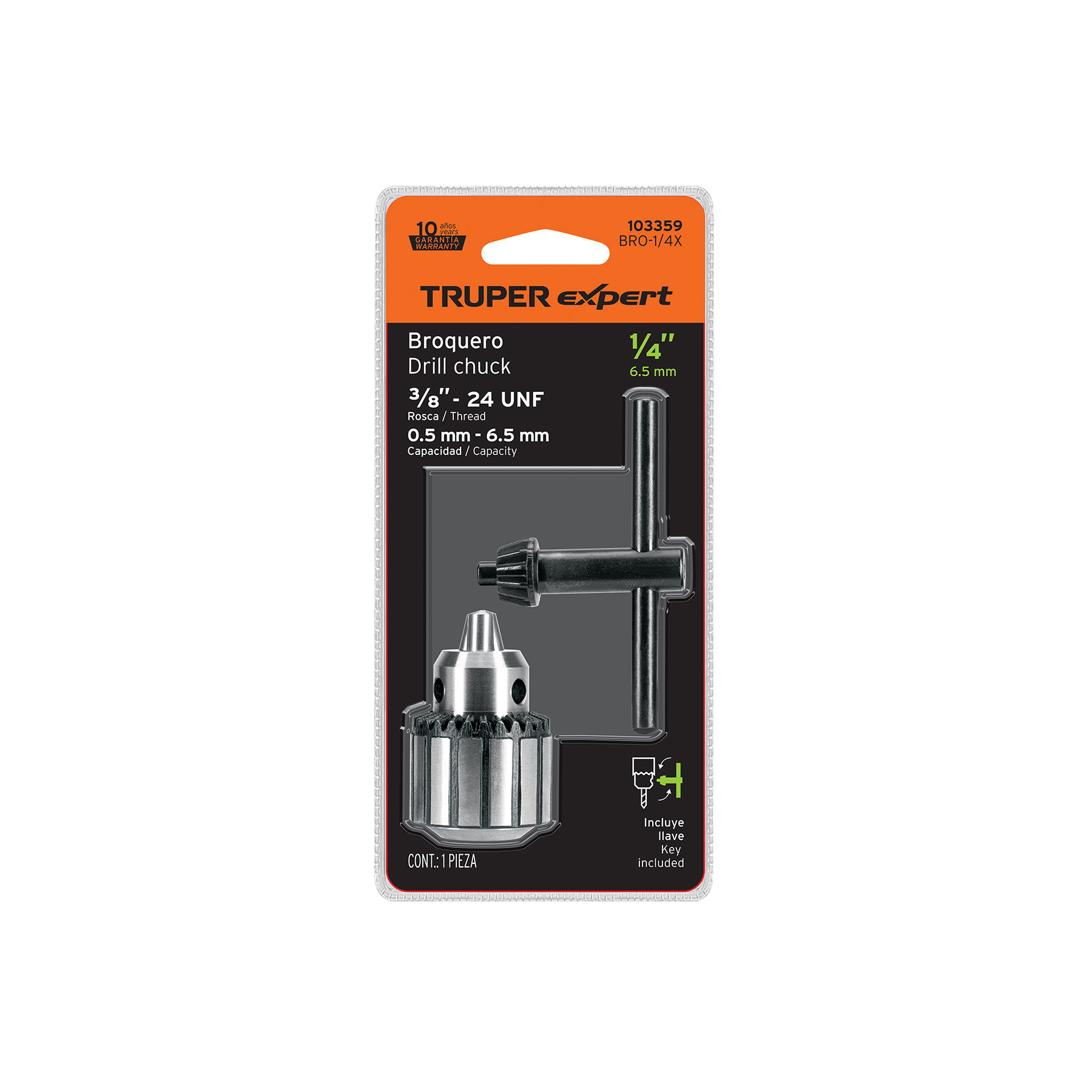 Broquero 1/4' con llave, cuerpo estriado, TRUPER EXPERT - Imagen 3
