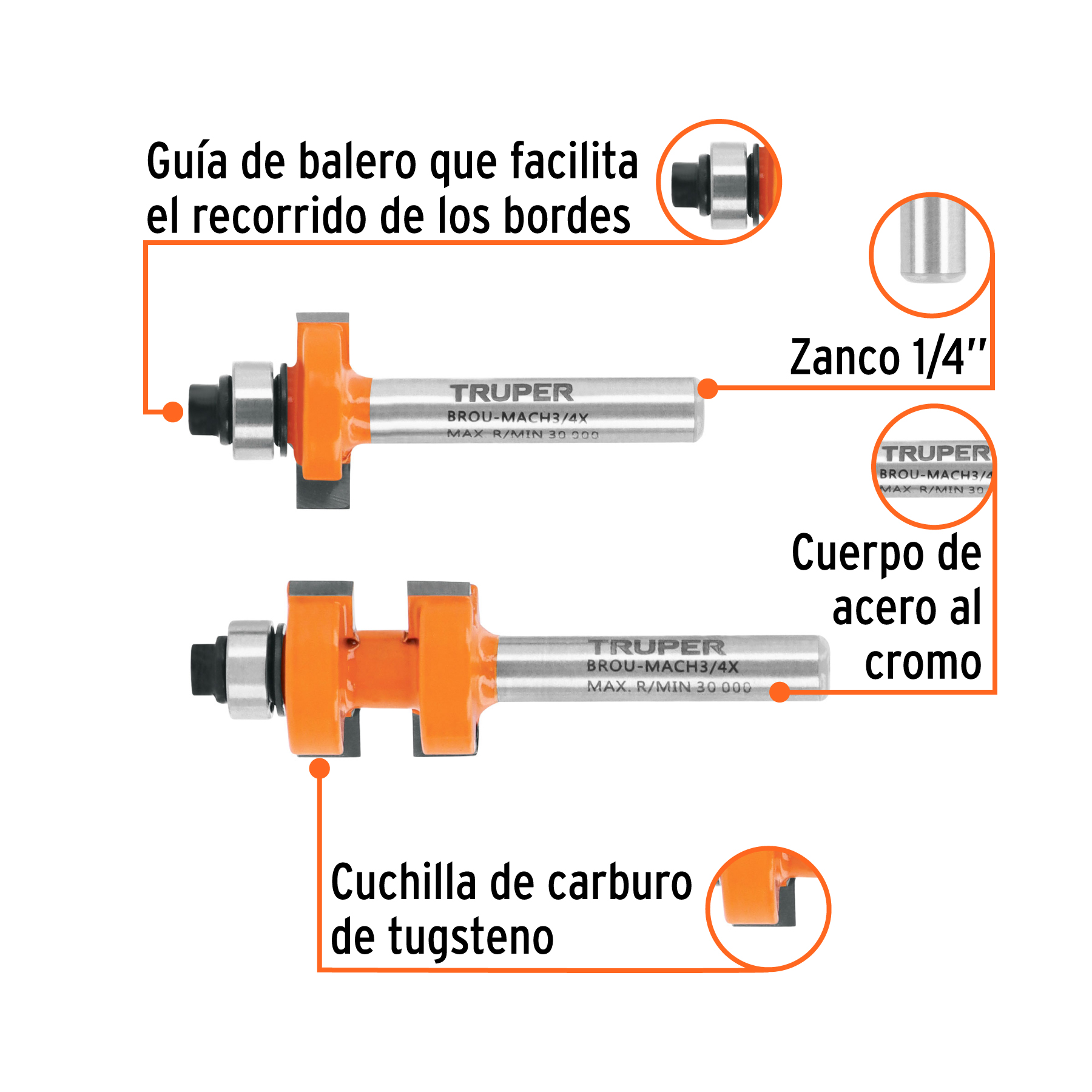 Juego de machimbrador, 3/4', con balero, Truper - Imagen 2