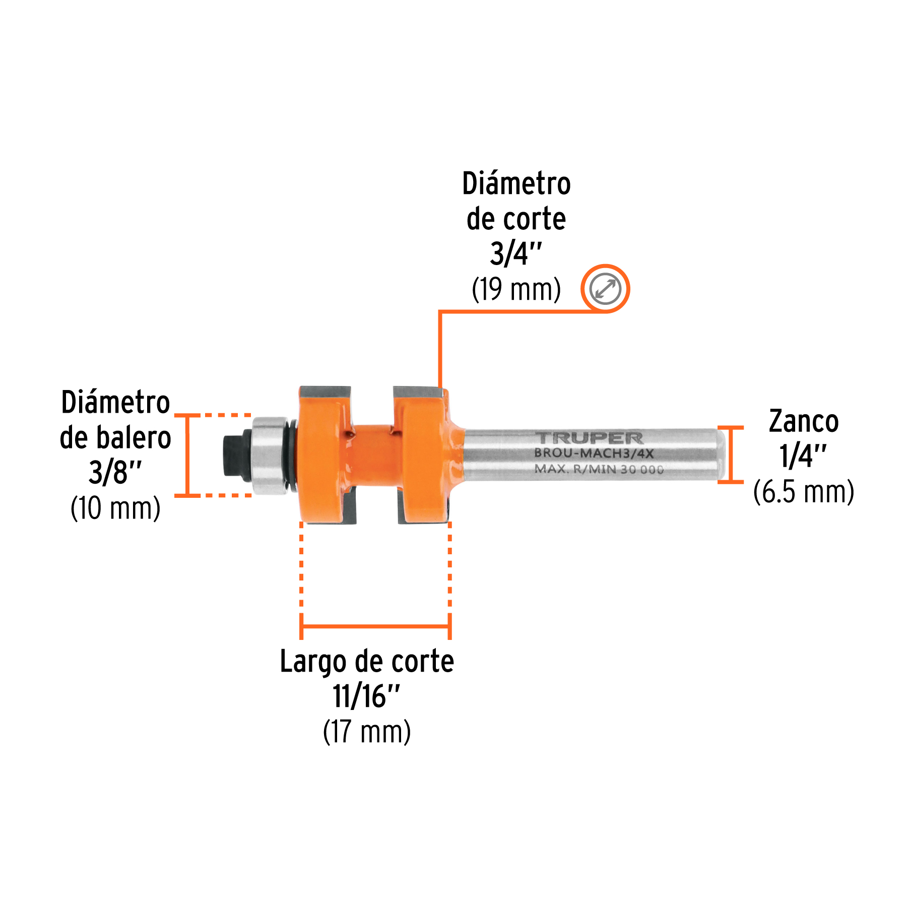 Juego de machimbrador, 3/4', con balero, Truper - Imagen 3