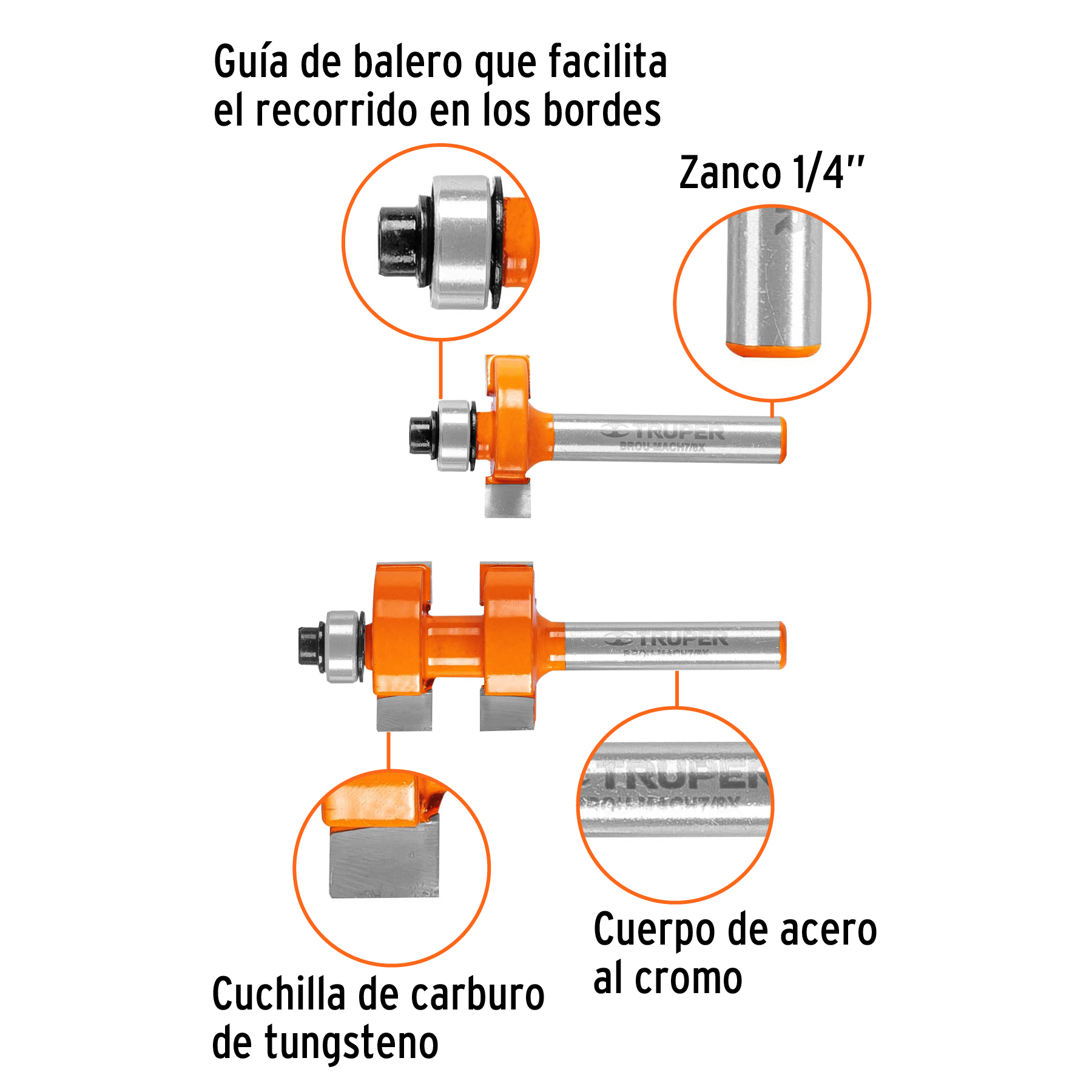 Juego de machimbrador, 7/8', con balero, Truper - Imagen 2