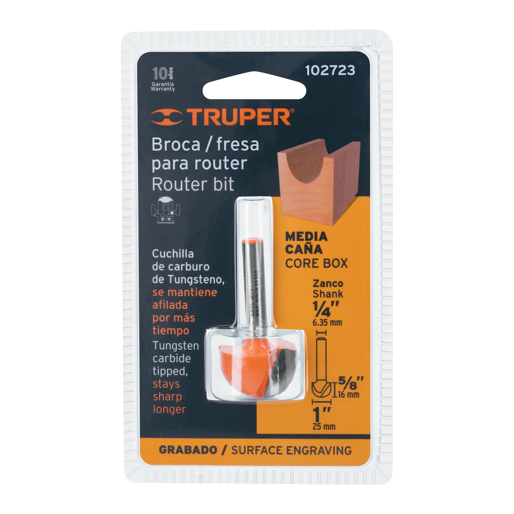 Broca para router, media caña, 1', Truper - Imagen 4