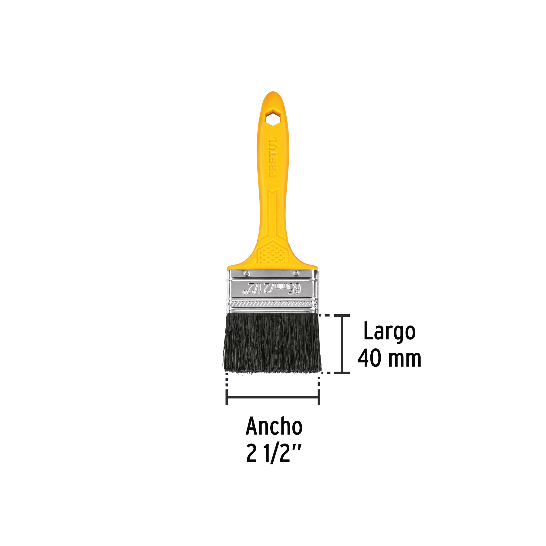 Brocha uso general de 2-1/2' con mango de plástico, Pretul - Imagen 3