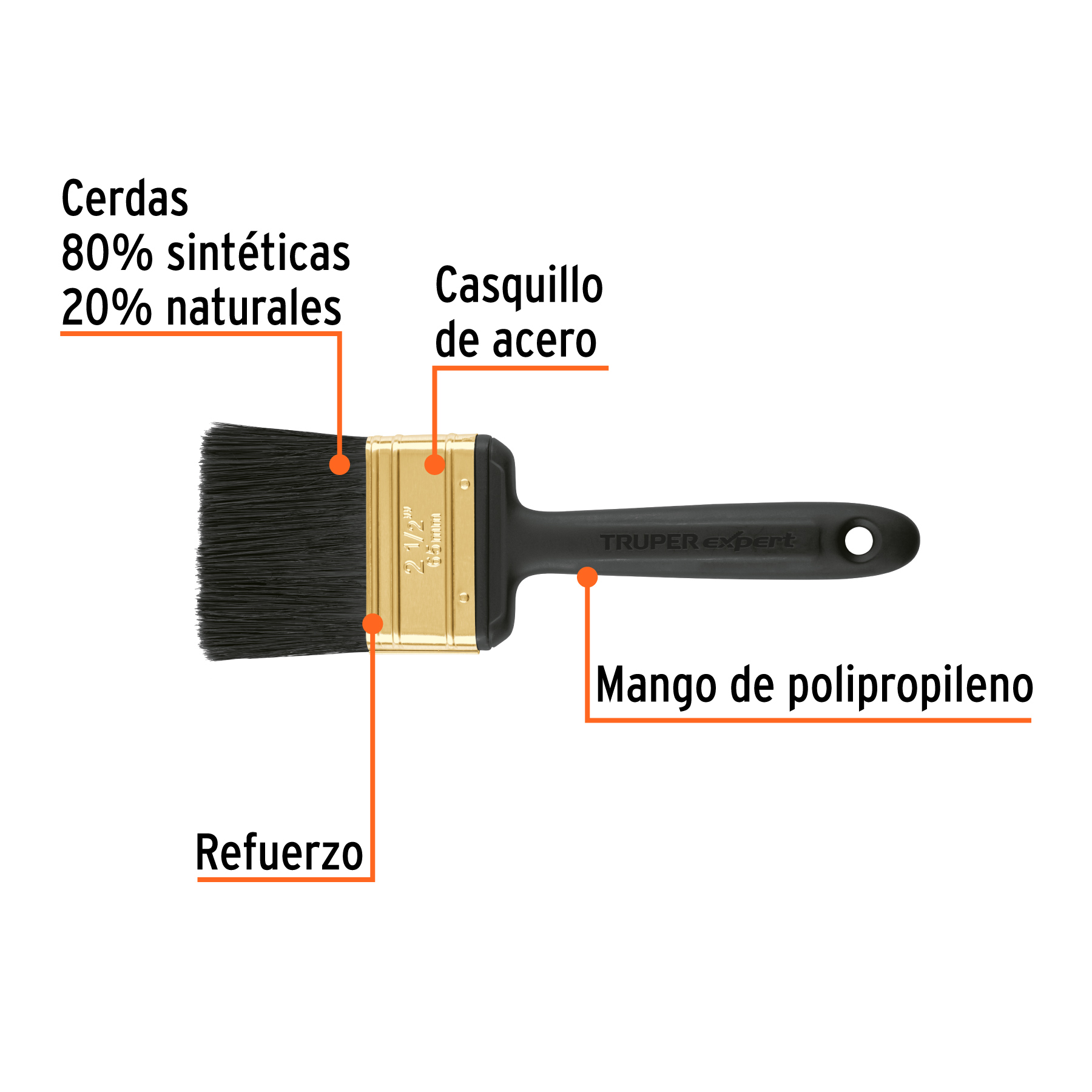 Brocha profesional de 2-1/2' mango de plástico, Expert - Imagen 2
