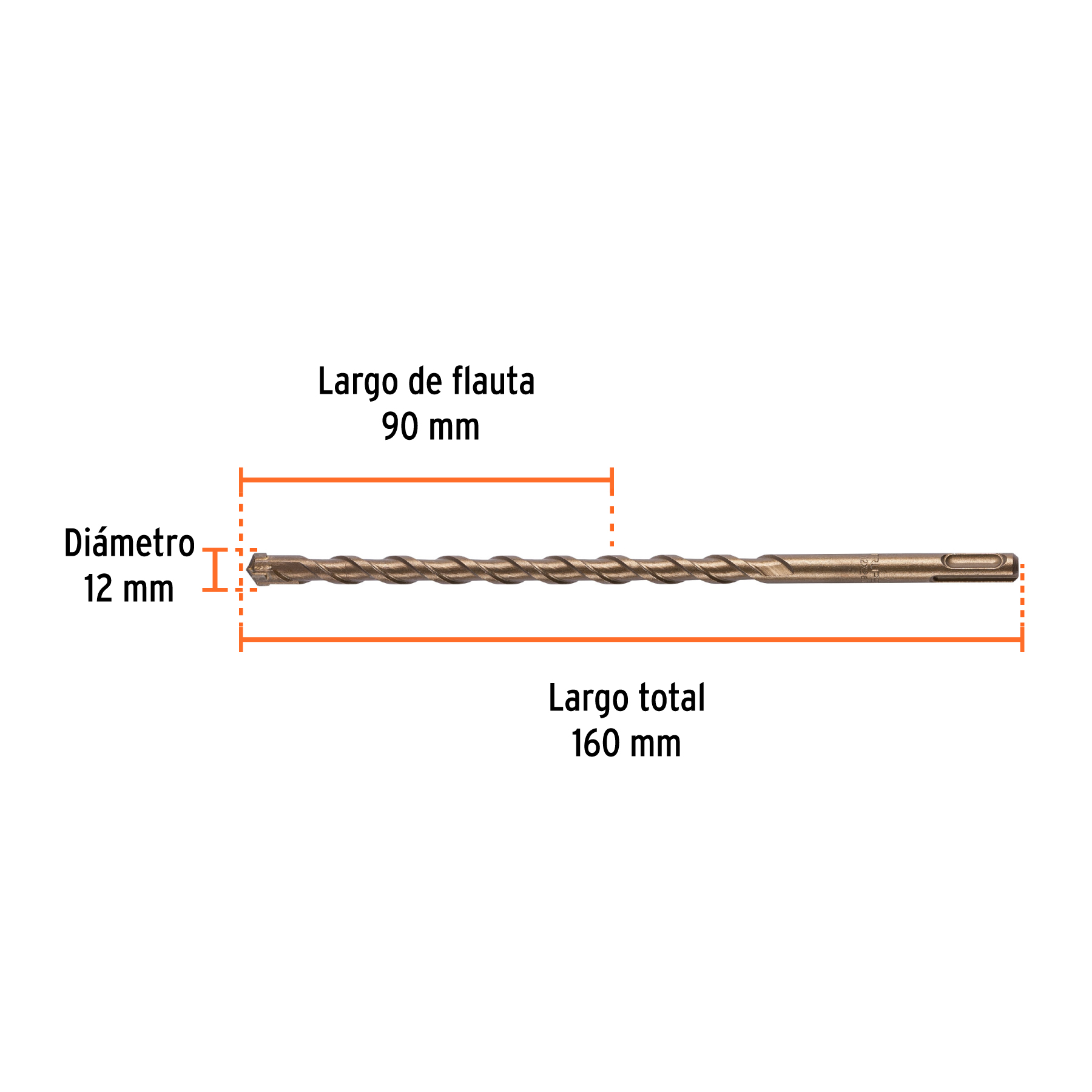 Broca SDS Plus 12 x 160 mm, Truper - Imagen 3