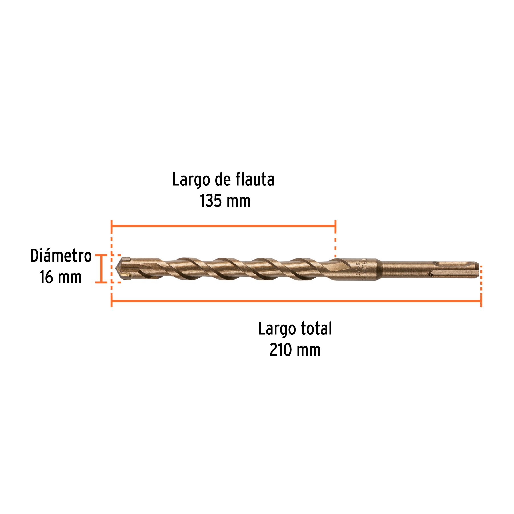 Broca SDS Plus 16 x 210 mm, Truper - Imagen 3