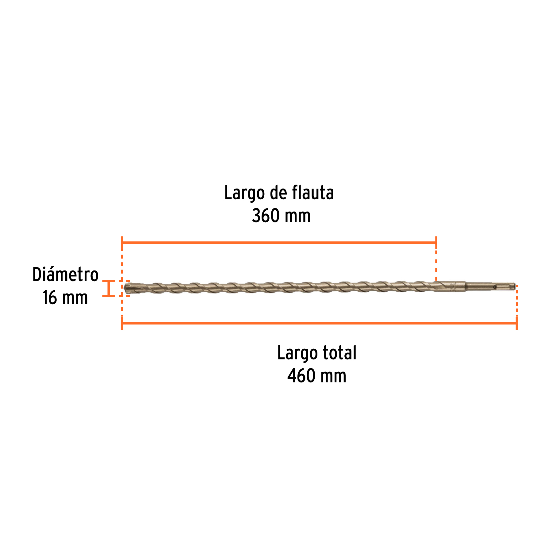 Broca SDS Plus 16 x 460 mm, Truper - Imagen 3