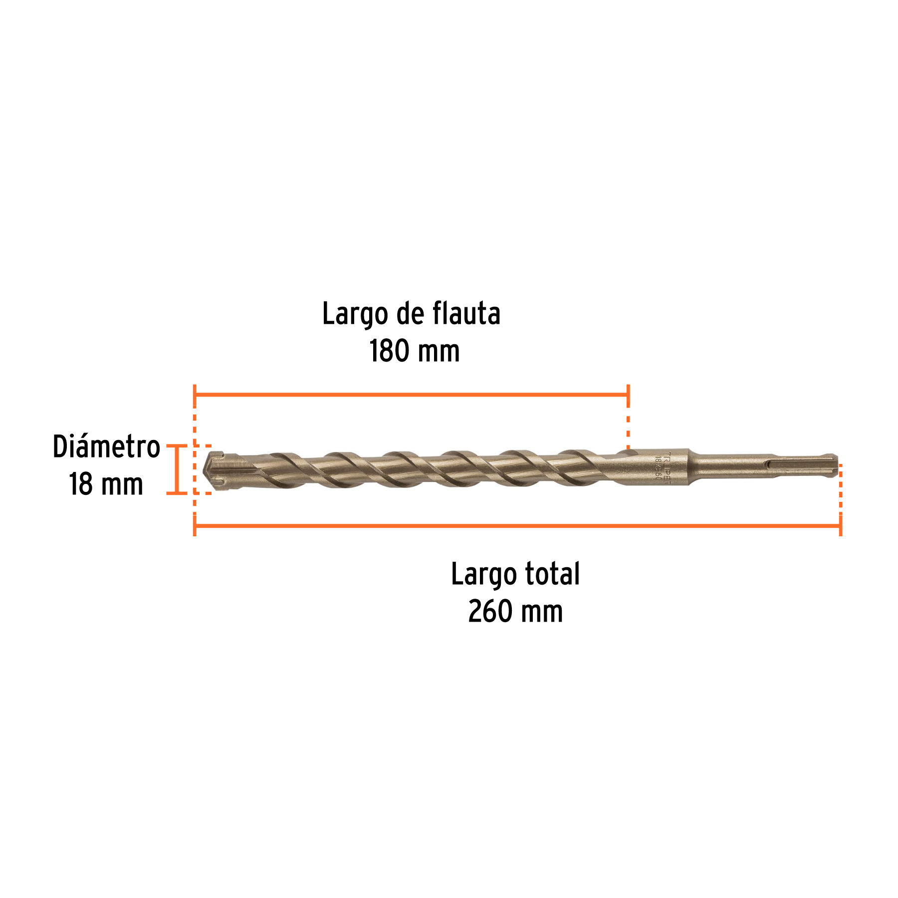Broca SDS Plus 18 x 260 mm, Truper - Imagen 3